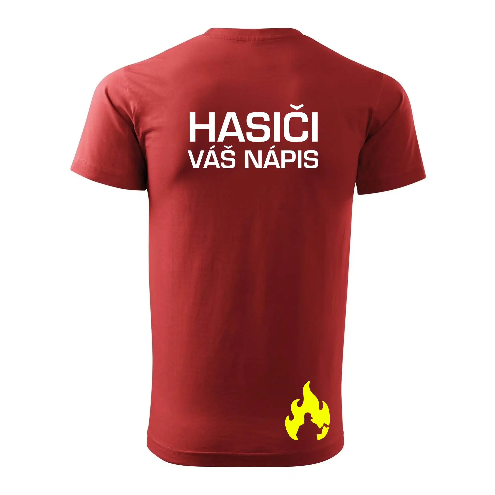 Hasič stojící - nápis hasiči - Velký nápis  na zádech