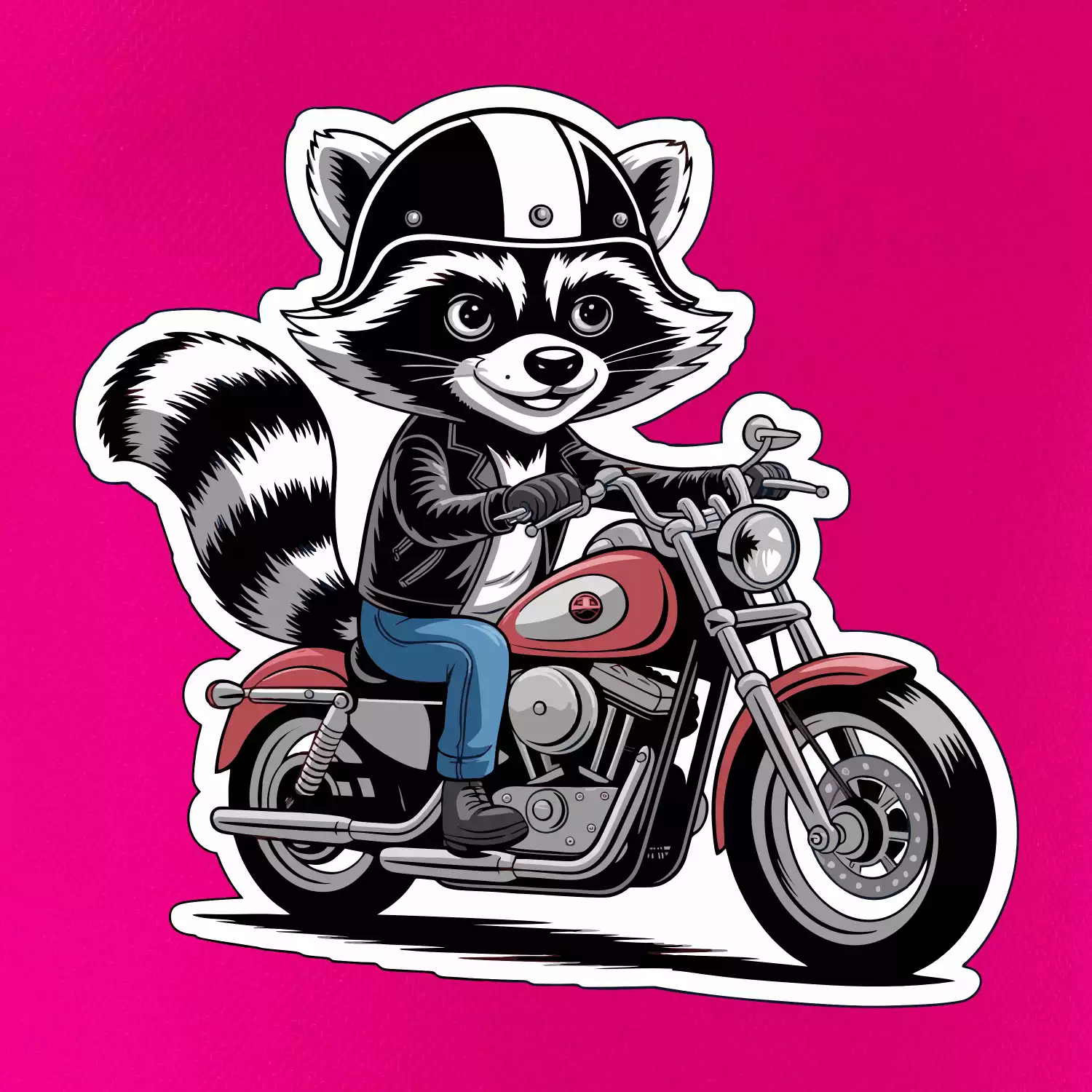 Mýval na motorce kreslený