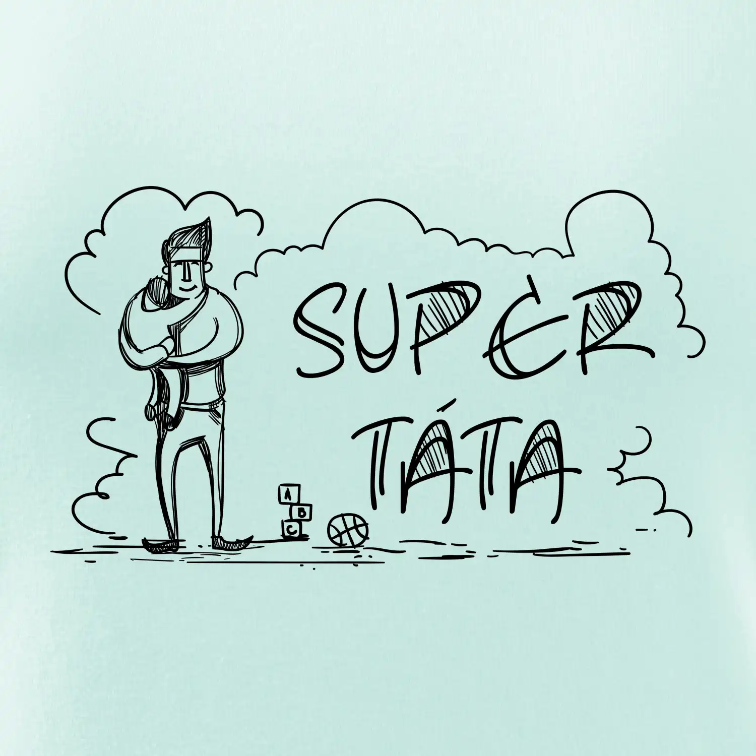 Kreslený nápis super táta