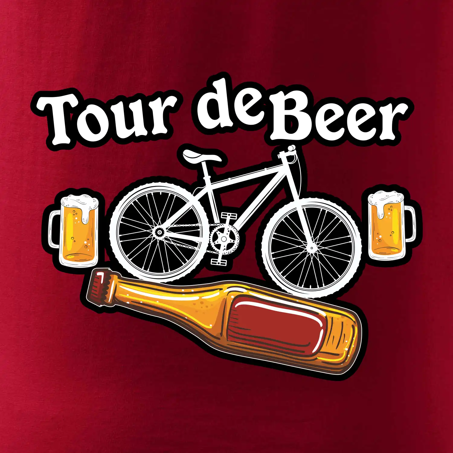 Tour de beer - kolo - pivo a nápis na zádech