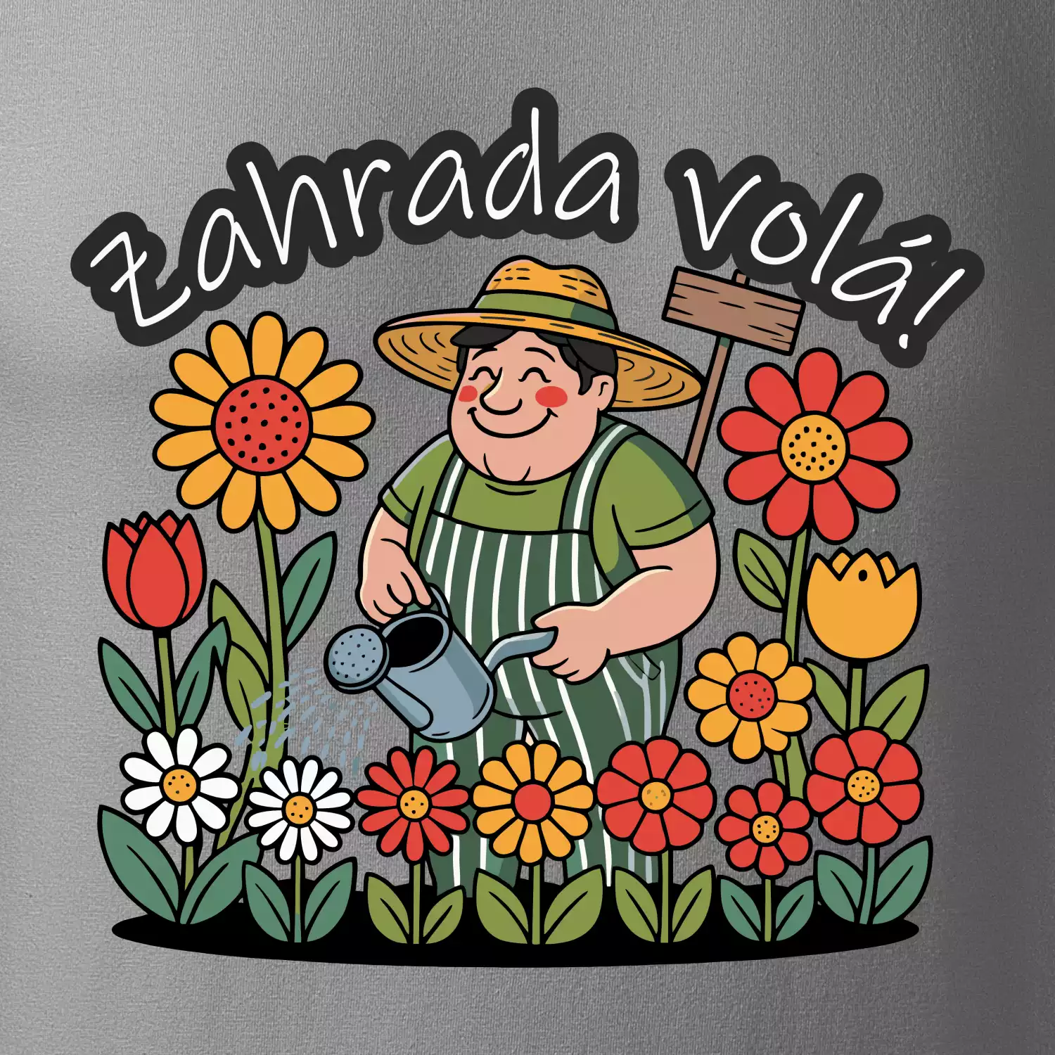 Zahrada volá - zahradník a slunečnice