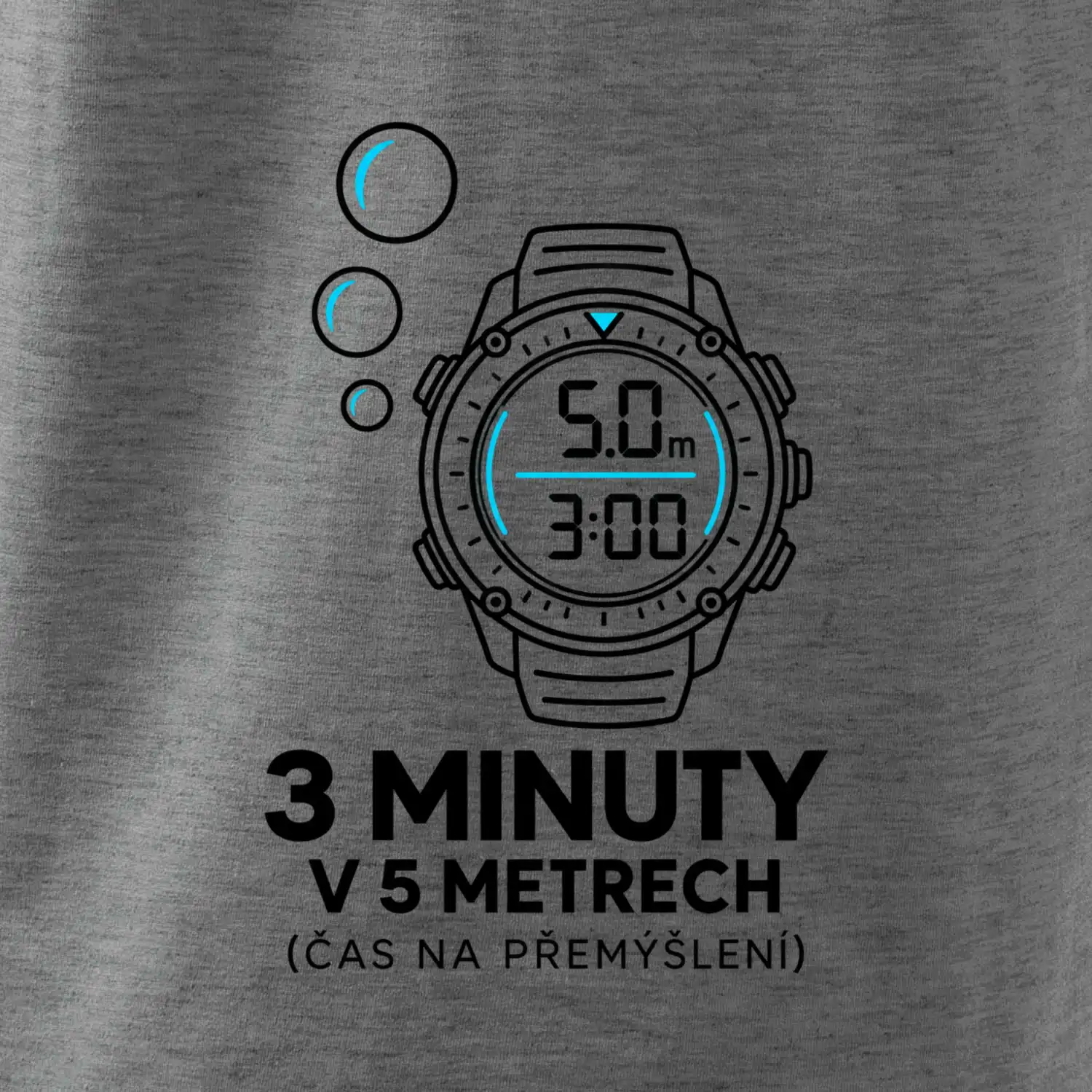 Bezpečnostní zastávka 3 minuty v 5 metrech s potápěčskými hodinkami