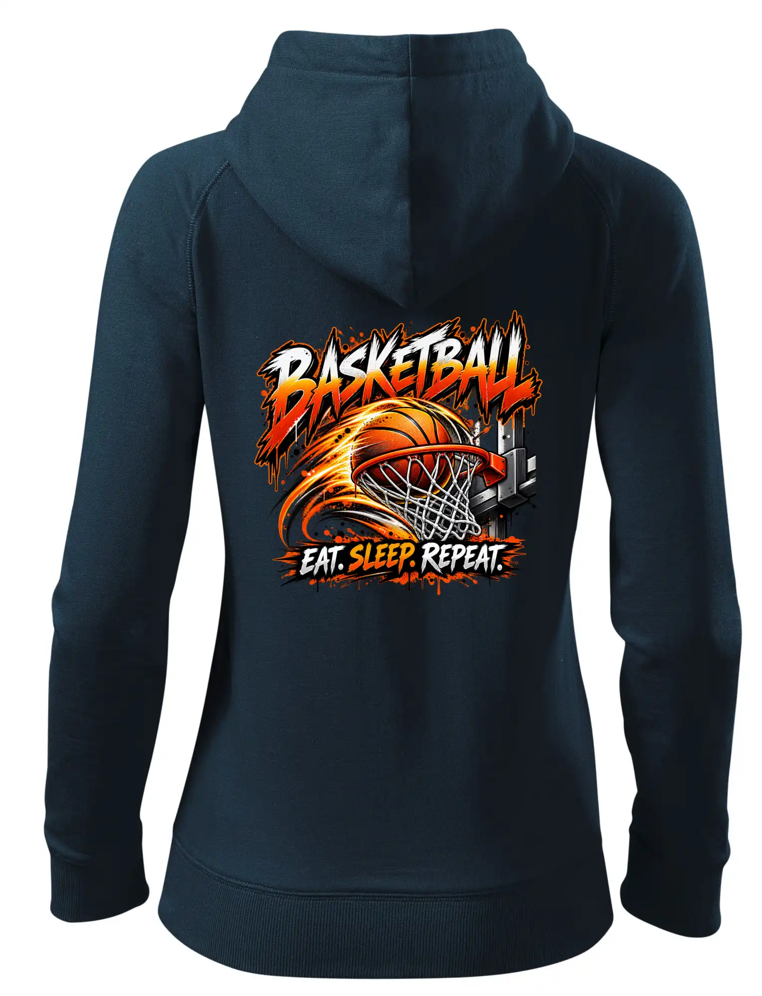Basketbalový koš s míčem eat sleep repeat