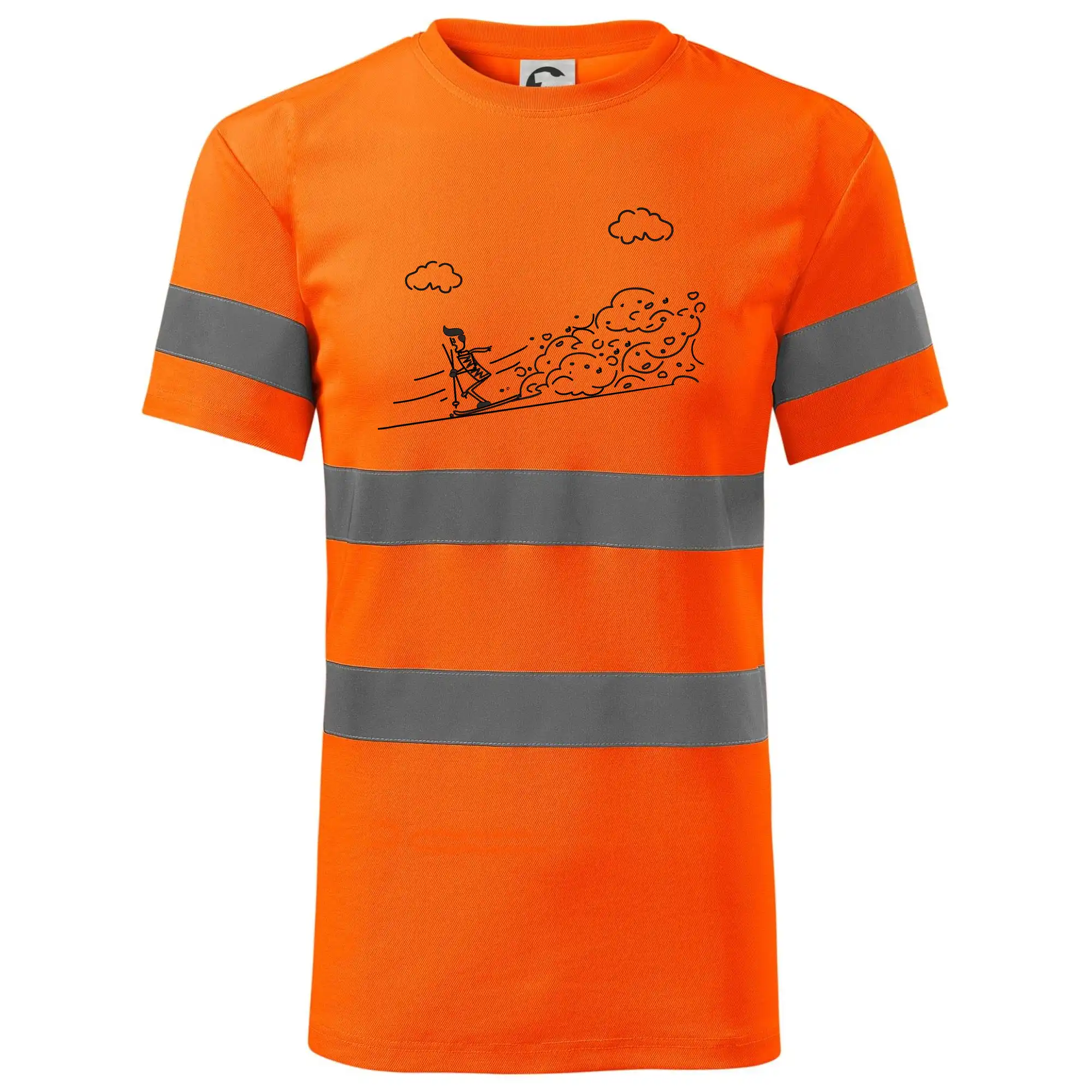 Kreslený lyžař na horách