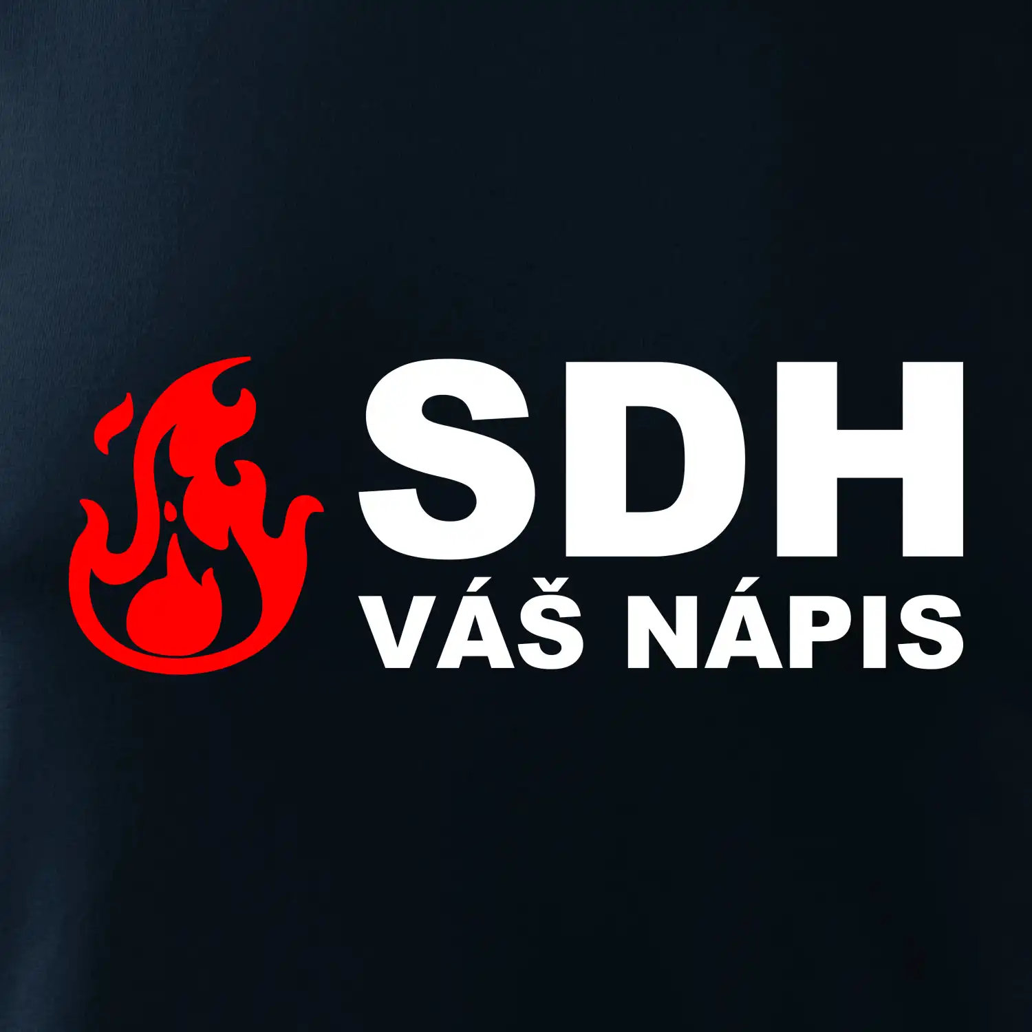 SDH nápis (oheň, název sboru - vlastní nápis)