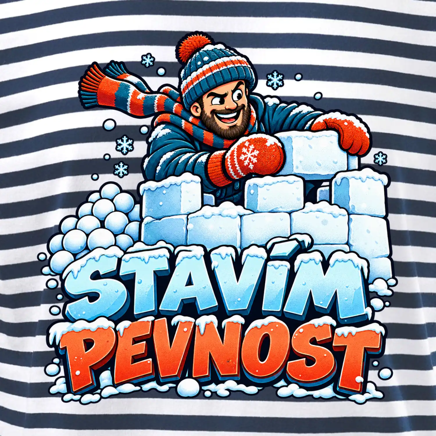 Rodinná vánoční trička - Stavím pevnost táta sněhová bitva