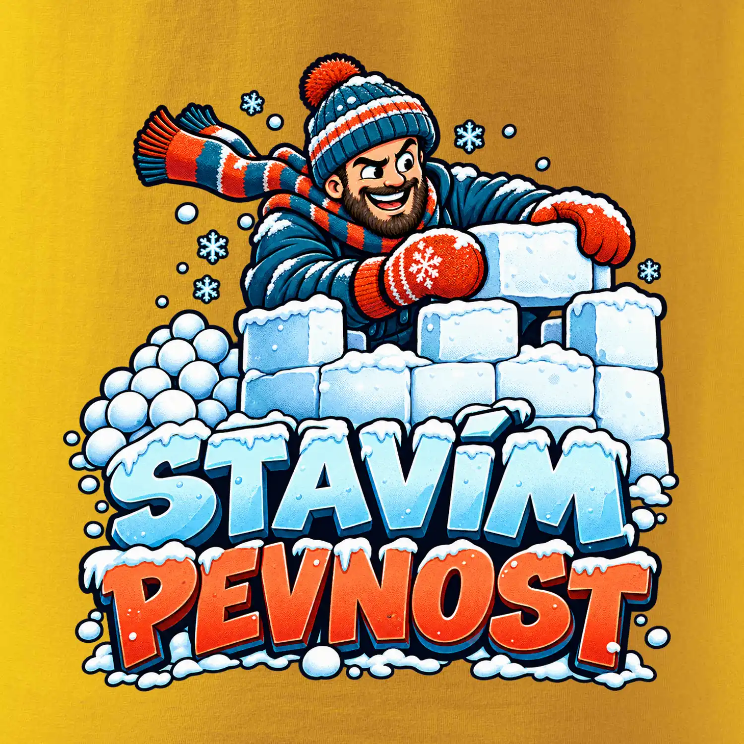 Rodinná vánoční trička - Stavím pevnost táta sněhová bitva