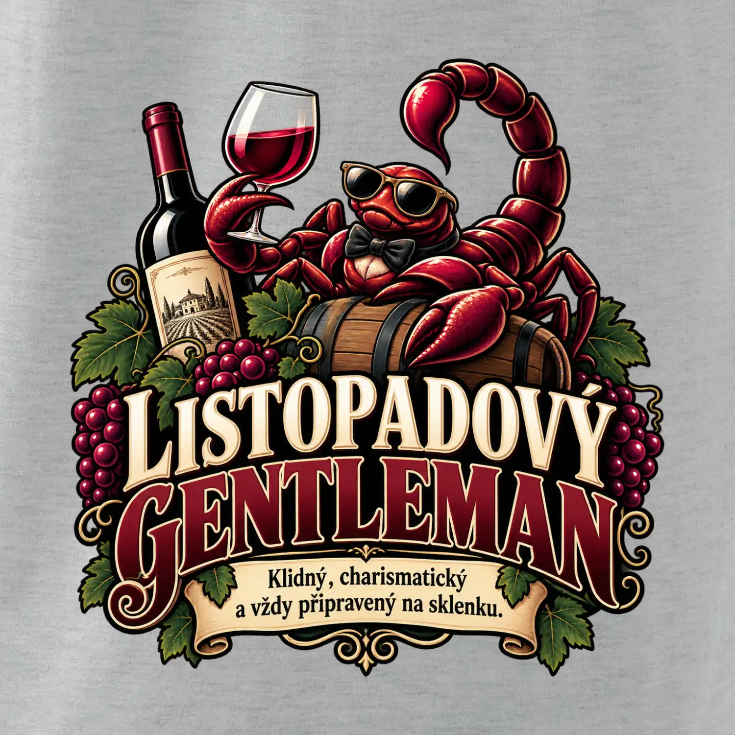 Listopadový gentleman se sklenkou červeného vína