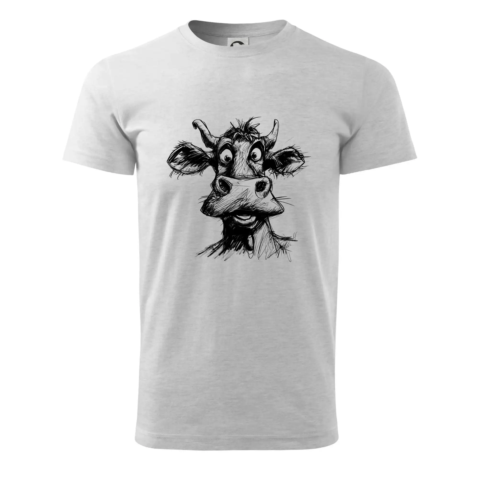 Černobílá karikatura světlá kráva hlava