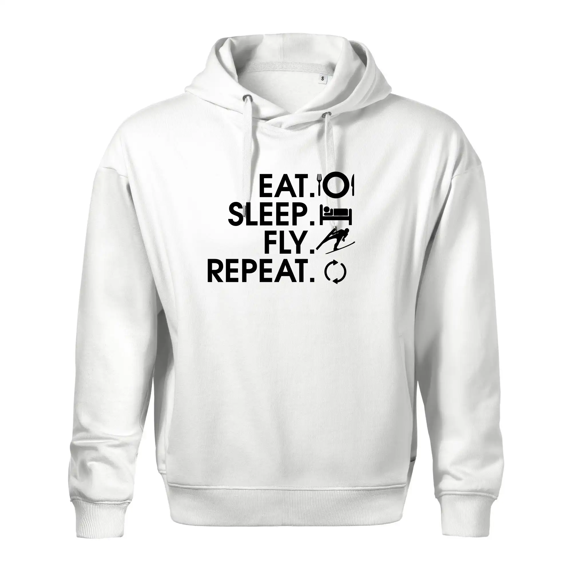 Eat sleep fly repeat - skoky na lyžích
