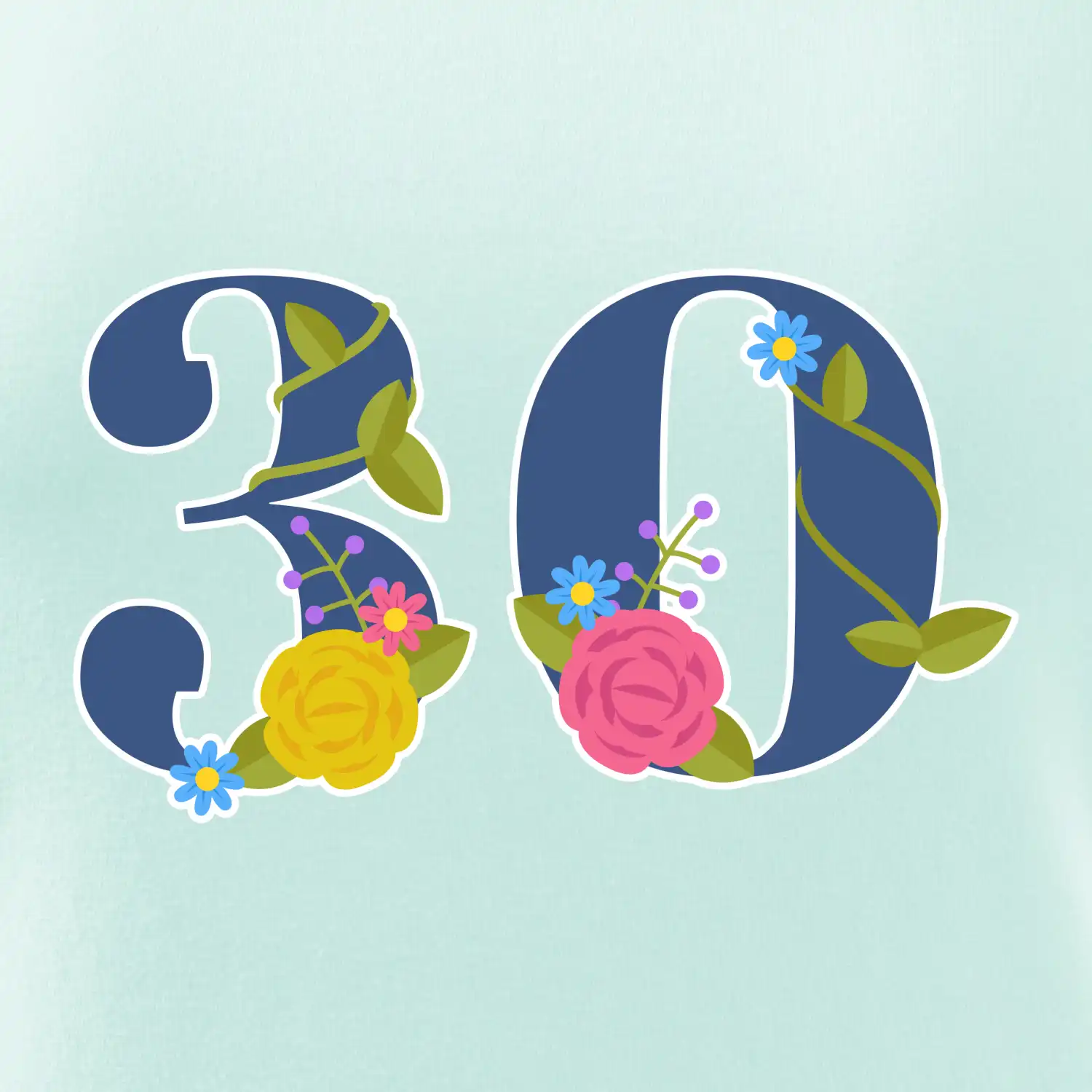 Květinové číslo kreslené - 30