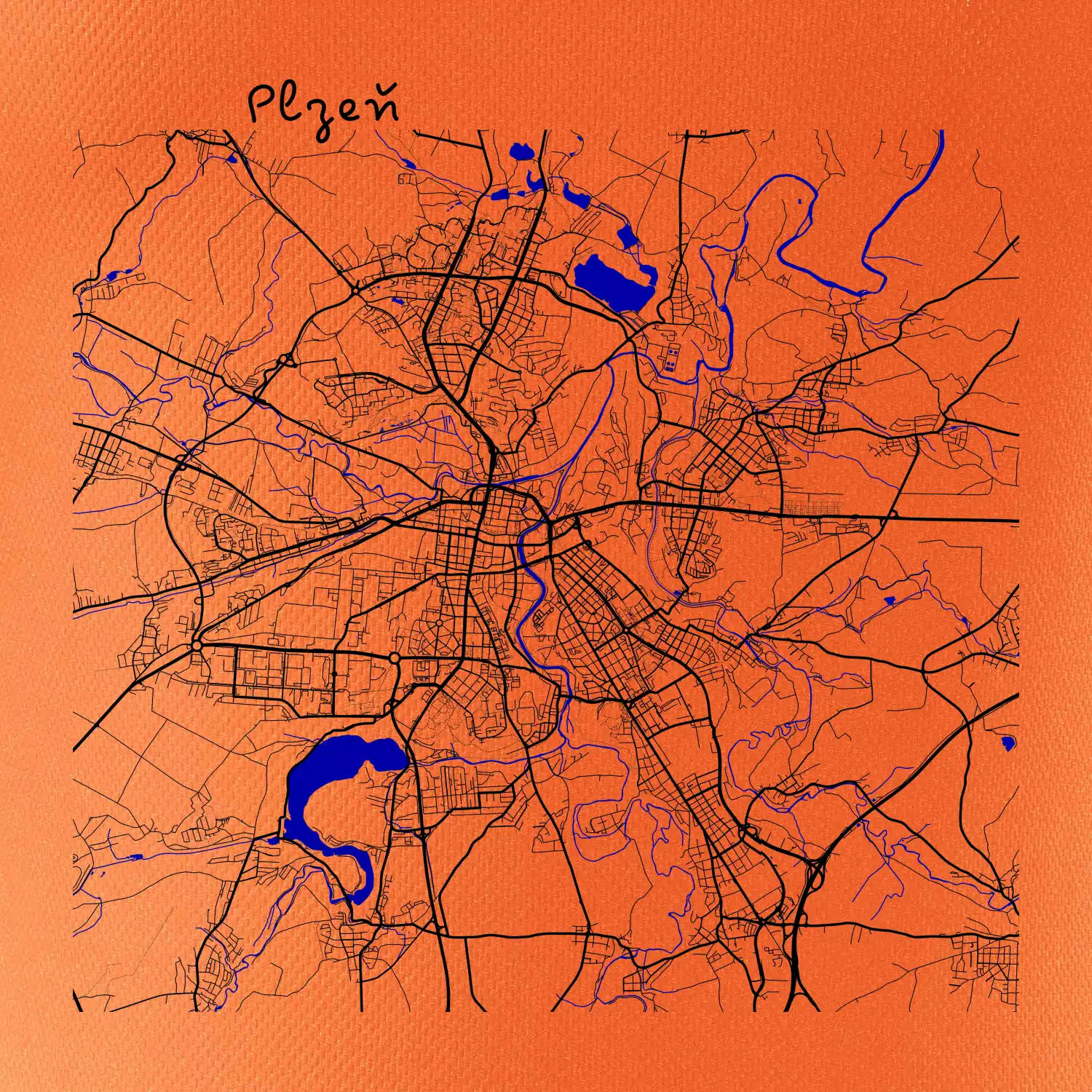 Plzeň mapa s vodními toky