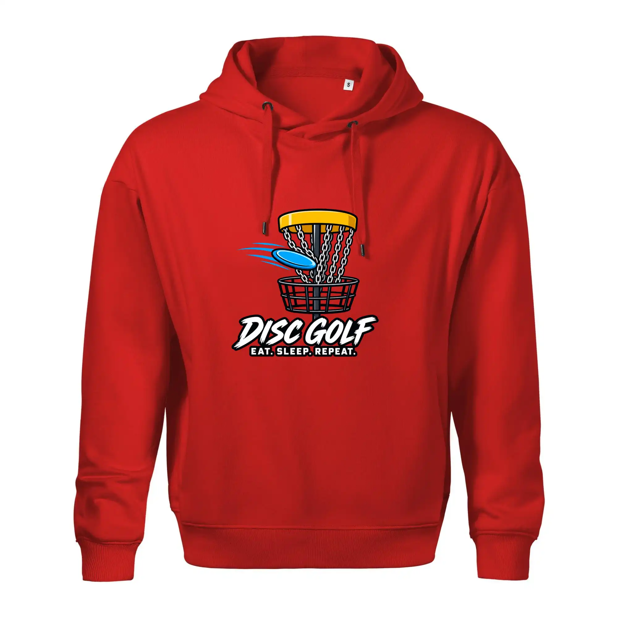 Discgolfový koš s letícím diskem eat sleep repeat