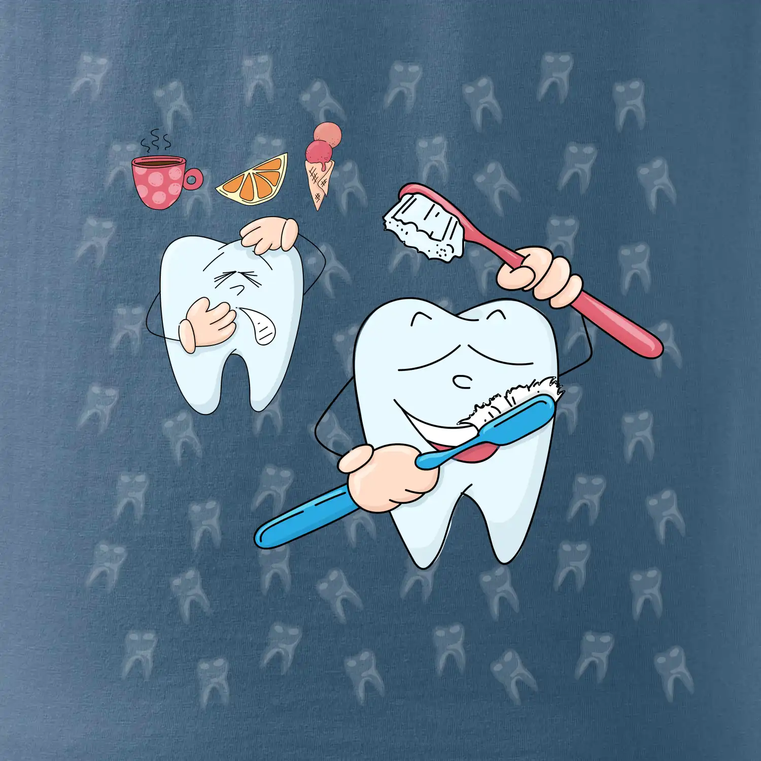 Zubařské tričko - kartáček a jídlo