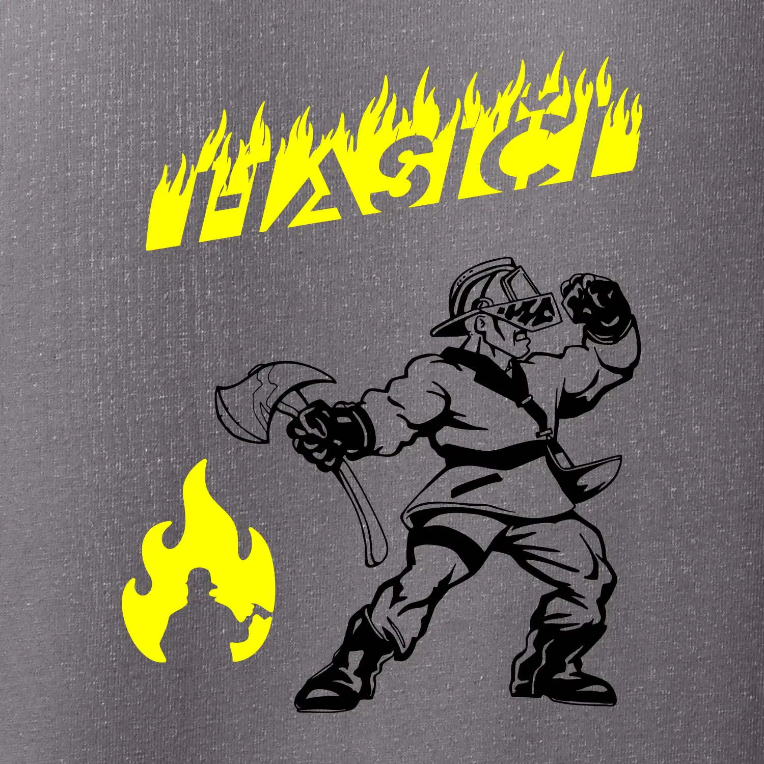 Hasič stojící - nápis hasiči - Velký nápis  na zádech