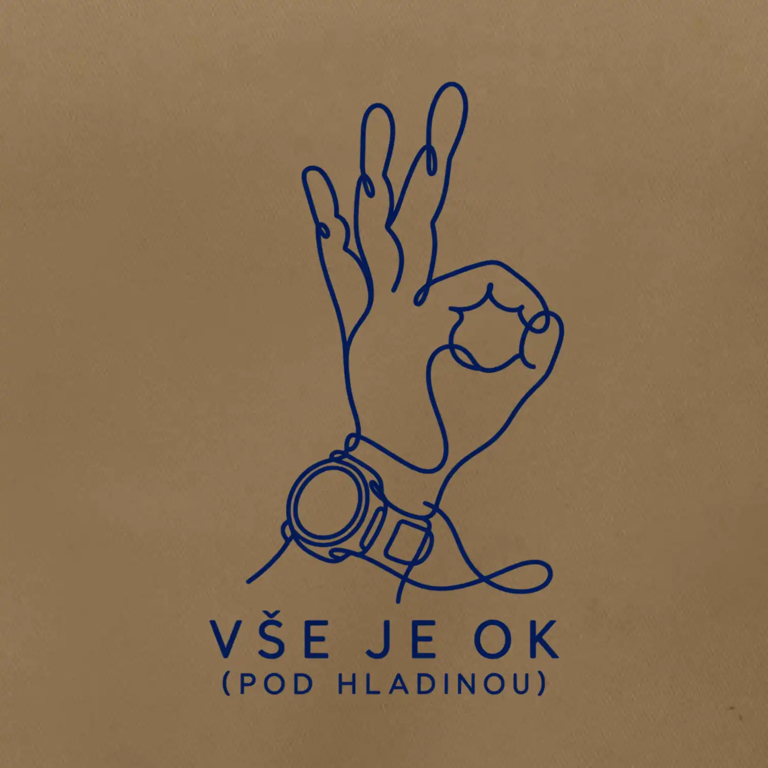 Vše je ok potápěčský signál rukou kreslený jednou linkou