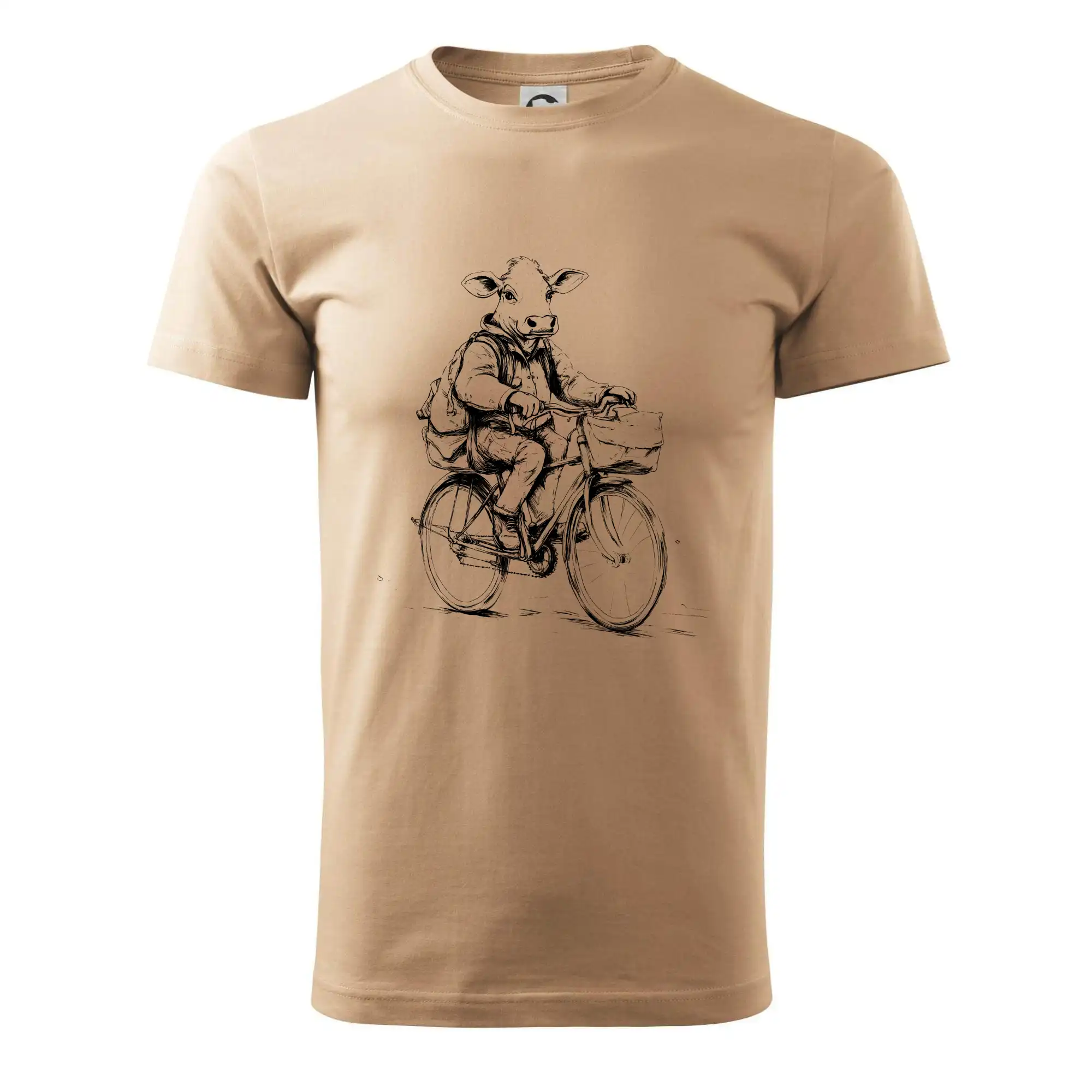 Kráva v obleku na kole