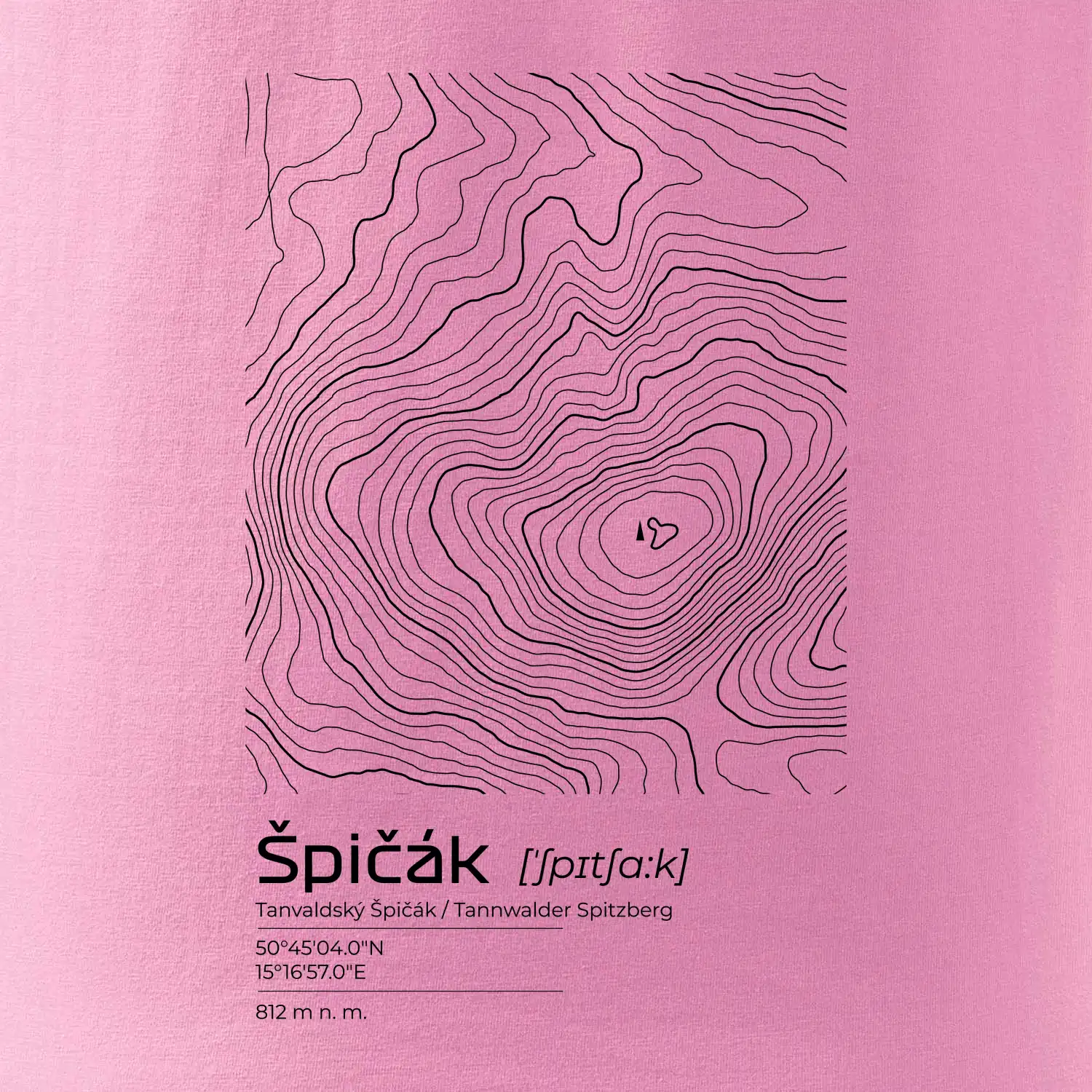 Špičák - vrstevnice v obdélníku