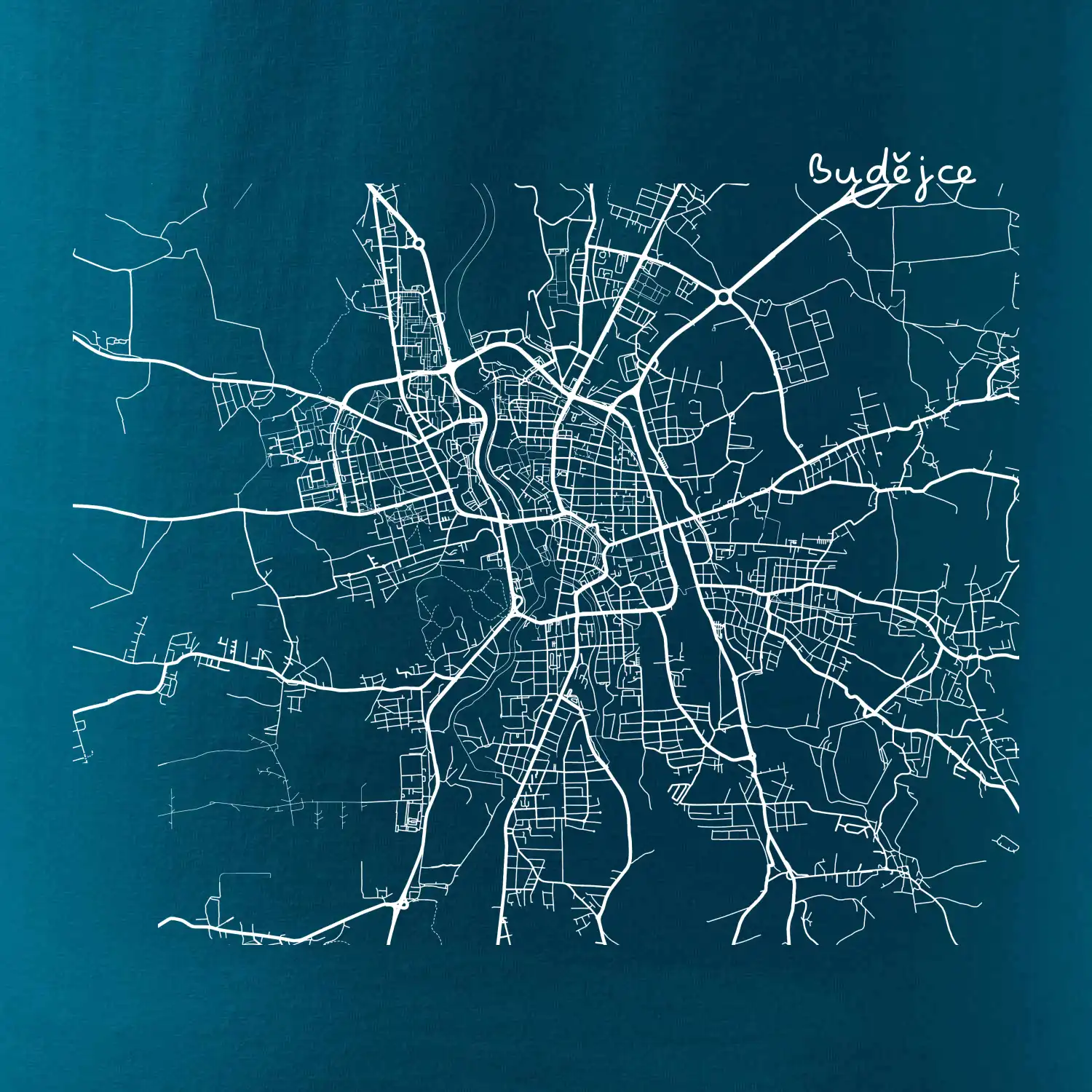 Mapy měst černobílé Budějce