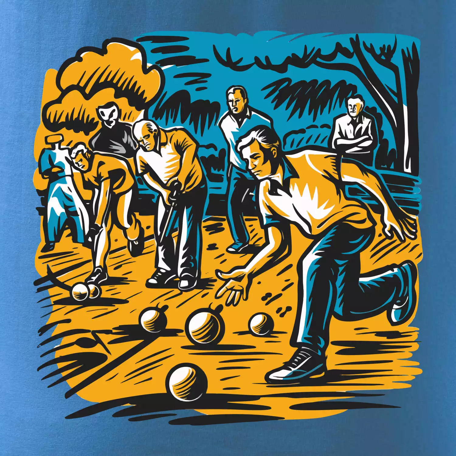 Petanque hra - modro oranžová