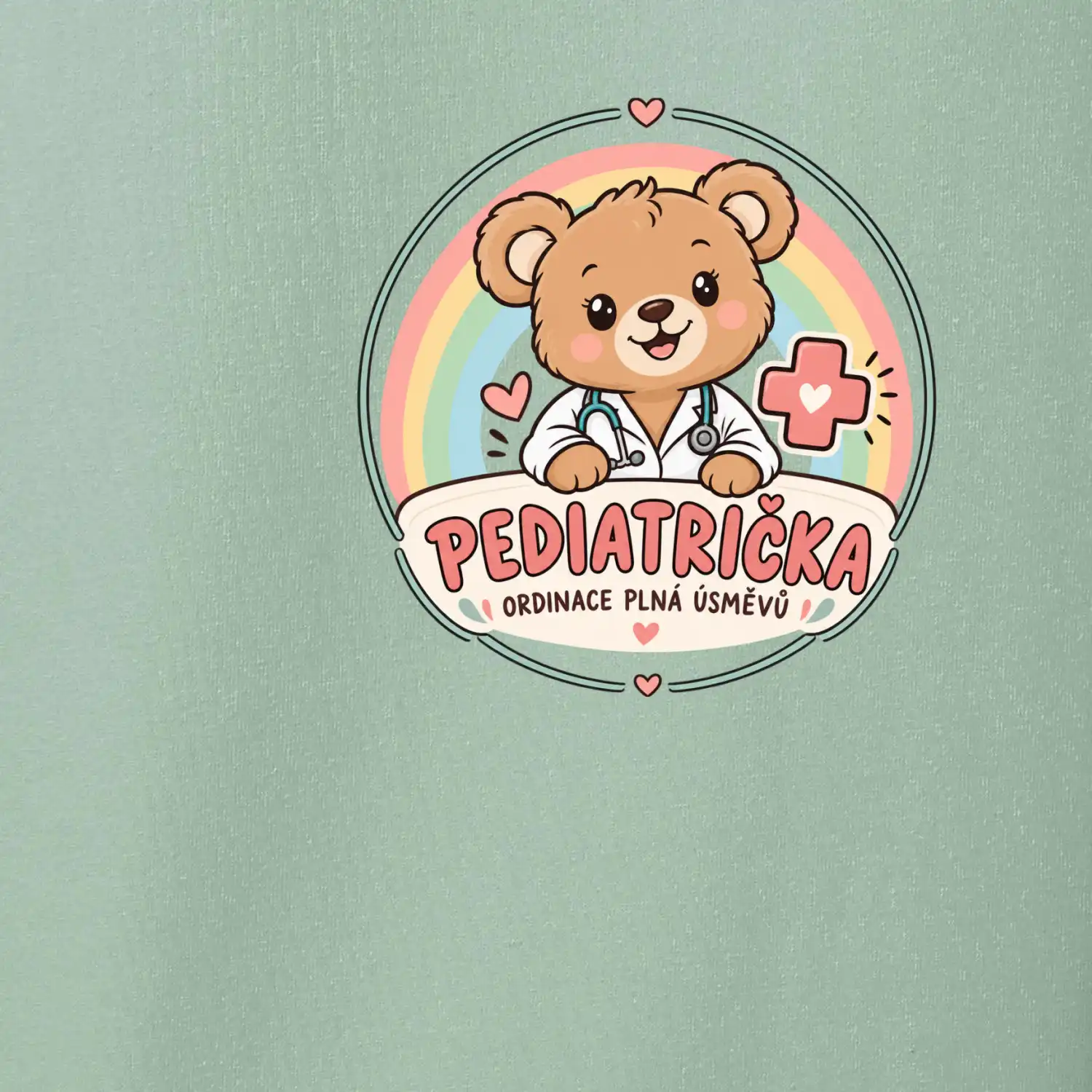 Pediatrička ordinace plná úsměvů - medvídek a duha