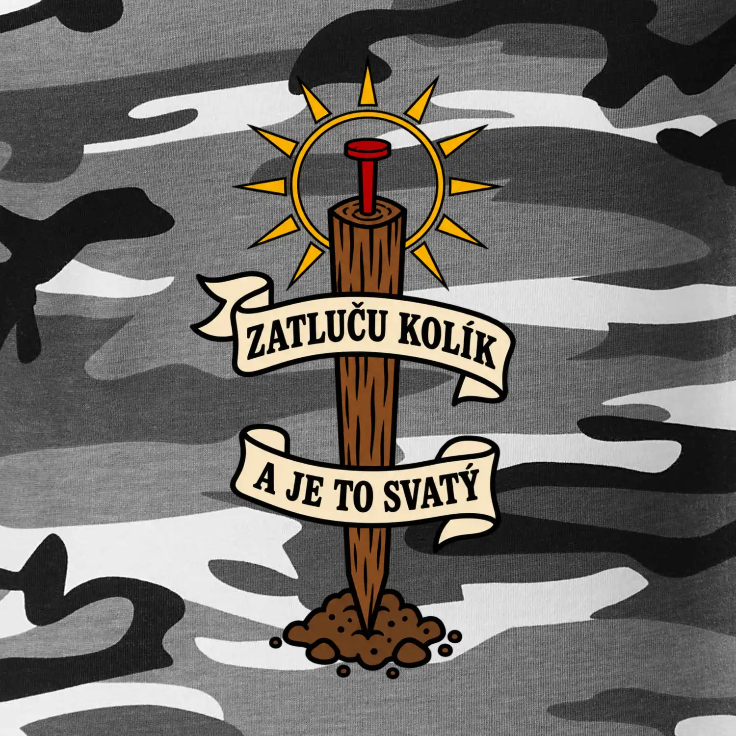 Geodet zatluču kolík a je to svatý