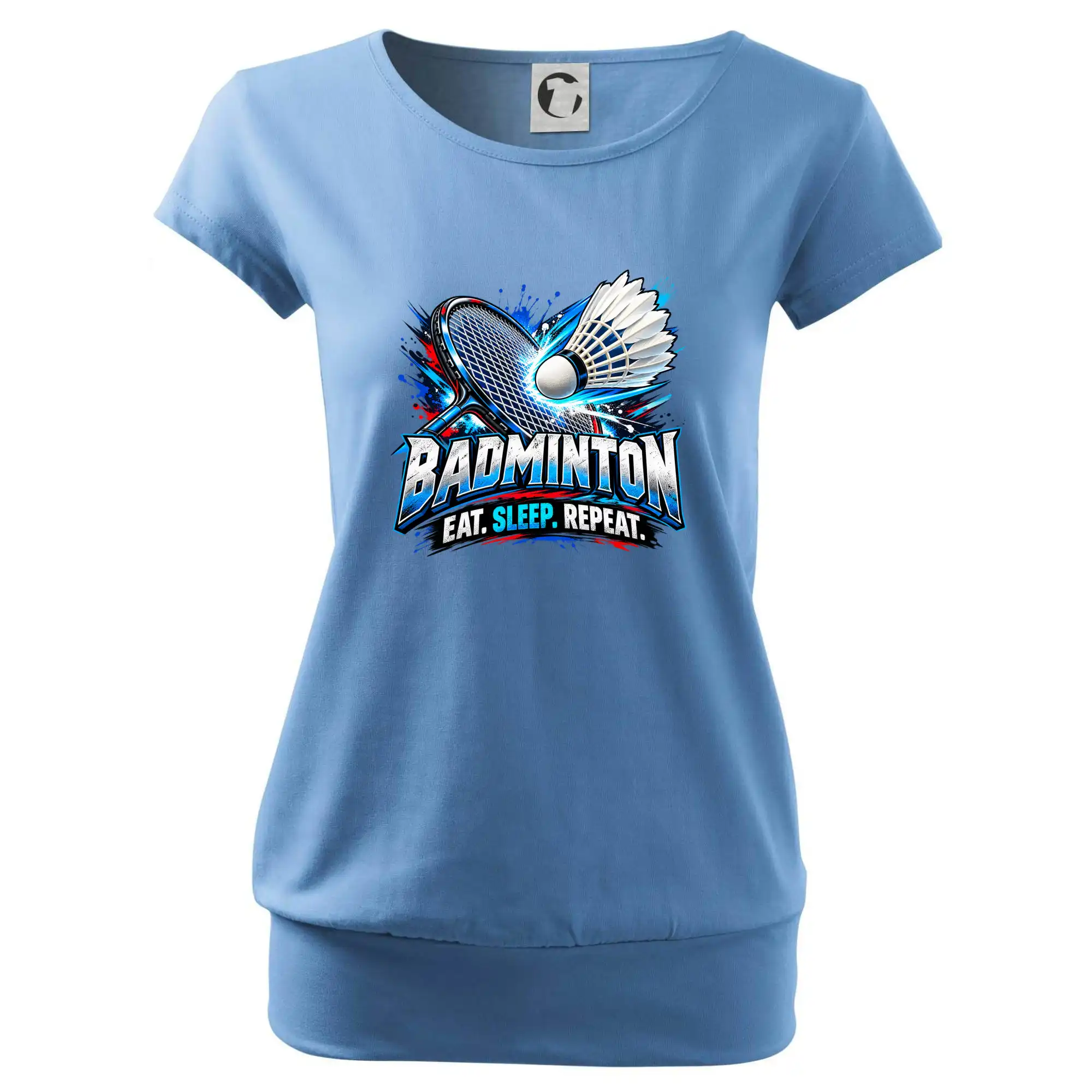 Badmintonová raketa s košíčkem eat sleep repeat