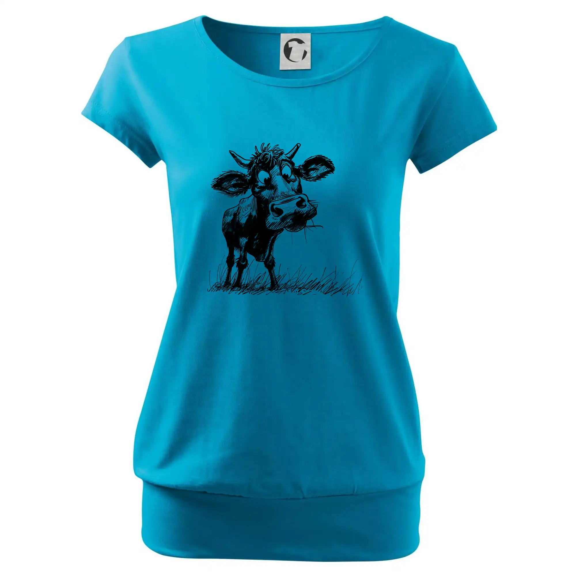 Černobílá karikatura kráva stojící