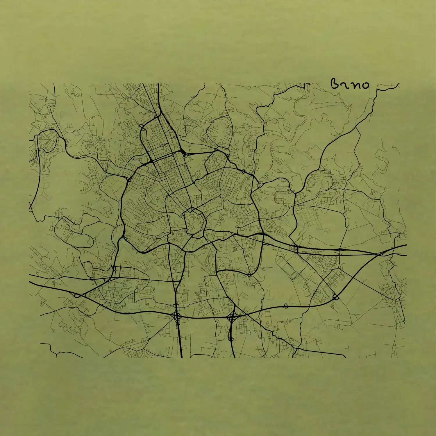 Černobílá mapa Brno