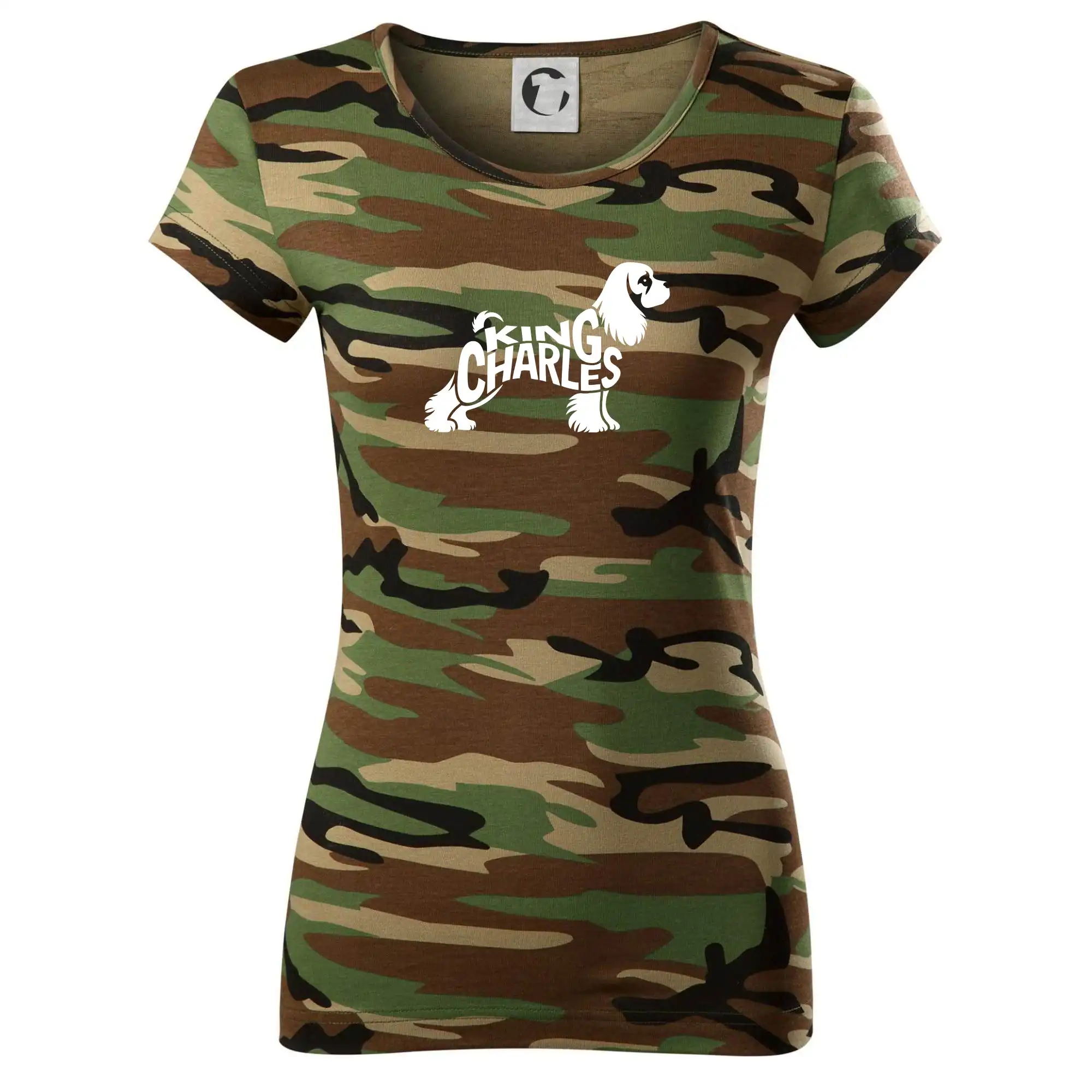 Kavalír king Charles španěl nápis v těle