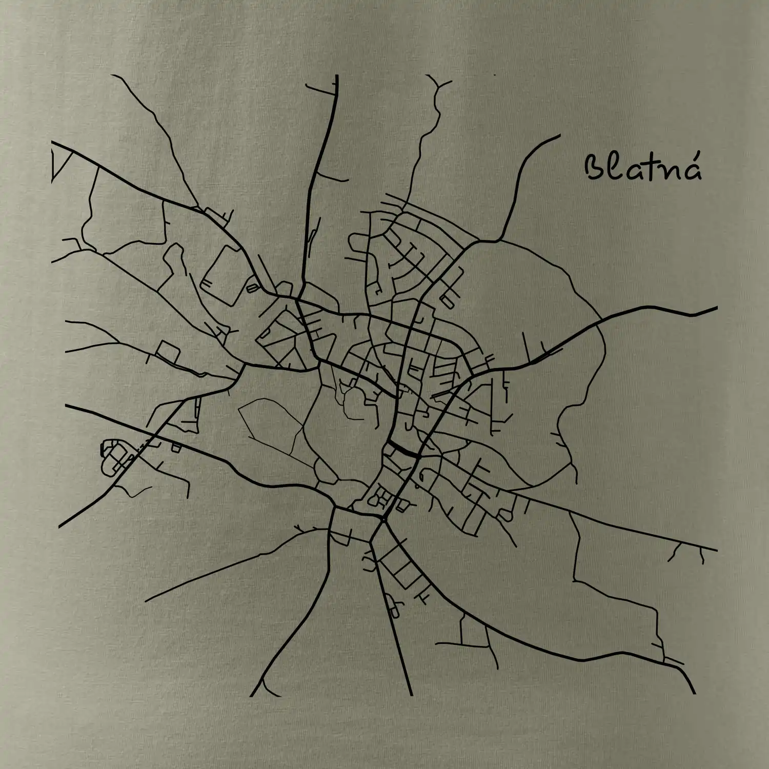 Černobílá mapa Blatná