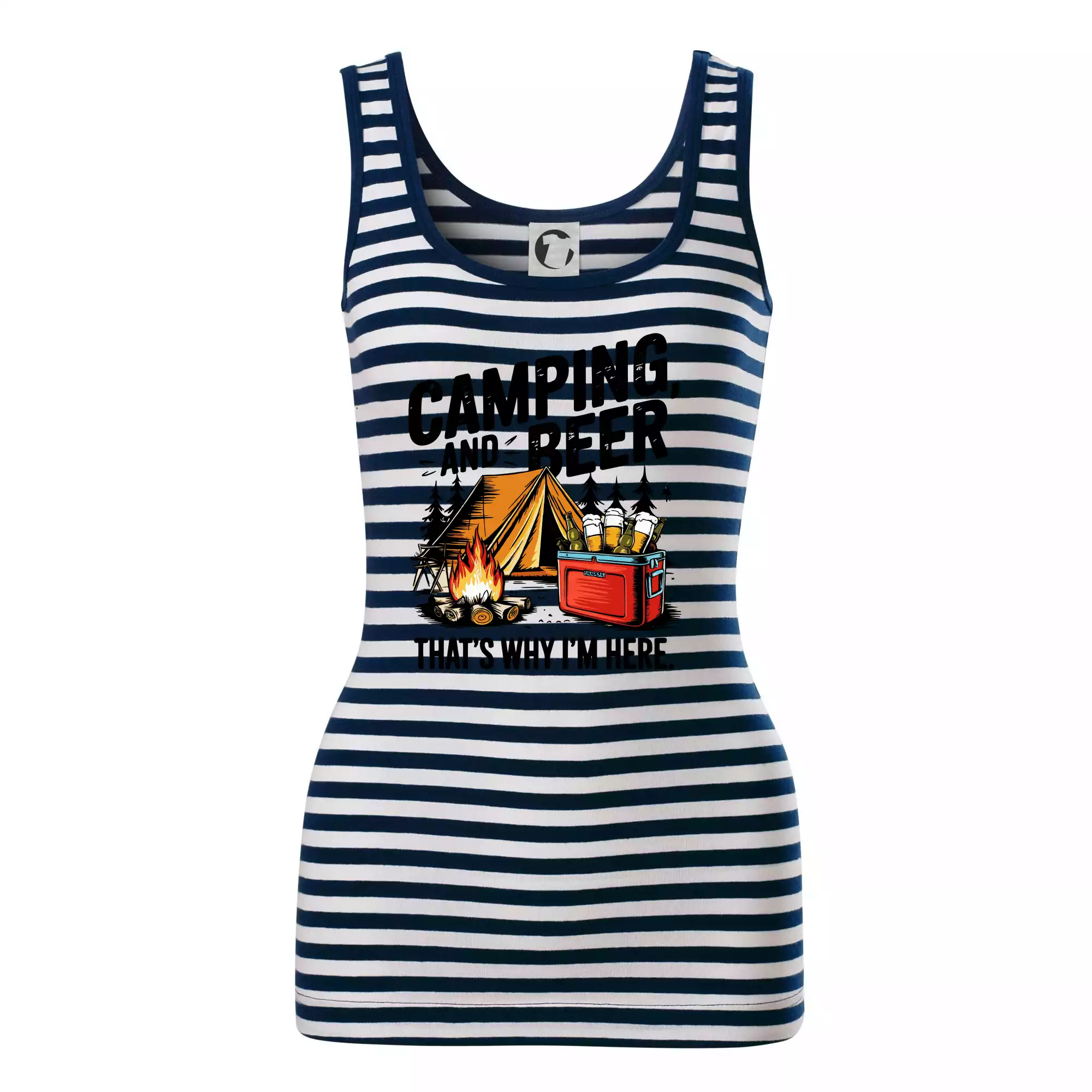 Černý nápis nápis Camping and beer