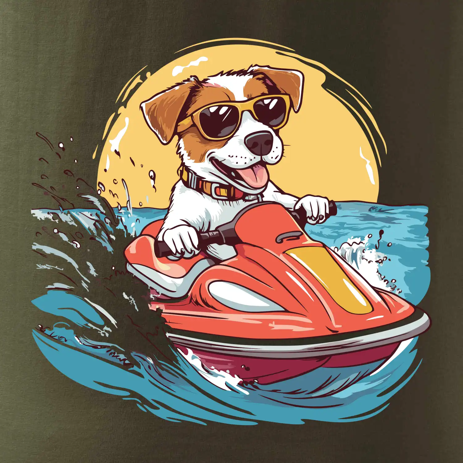 Jack russell teriér na vodním skútru