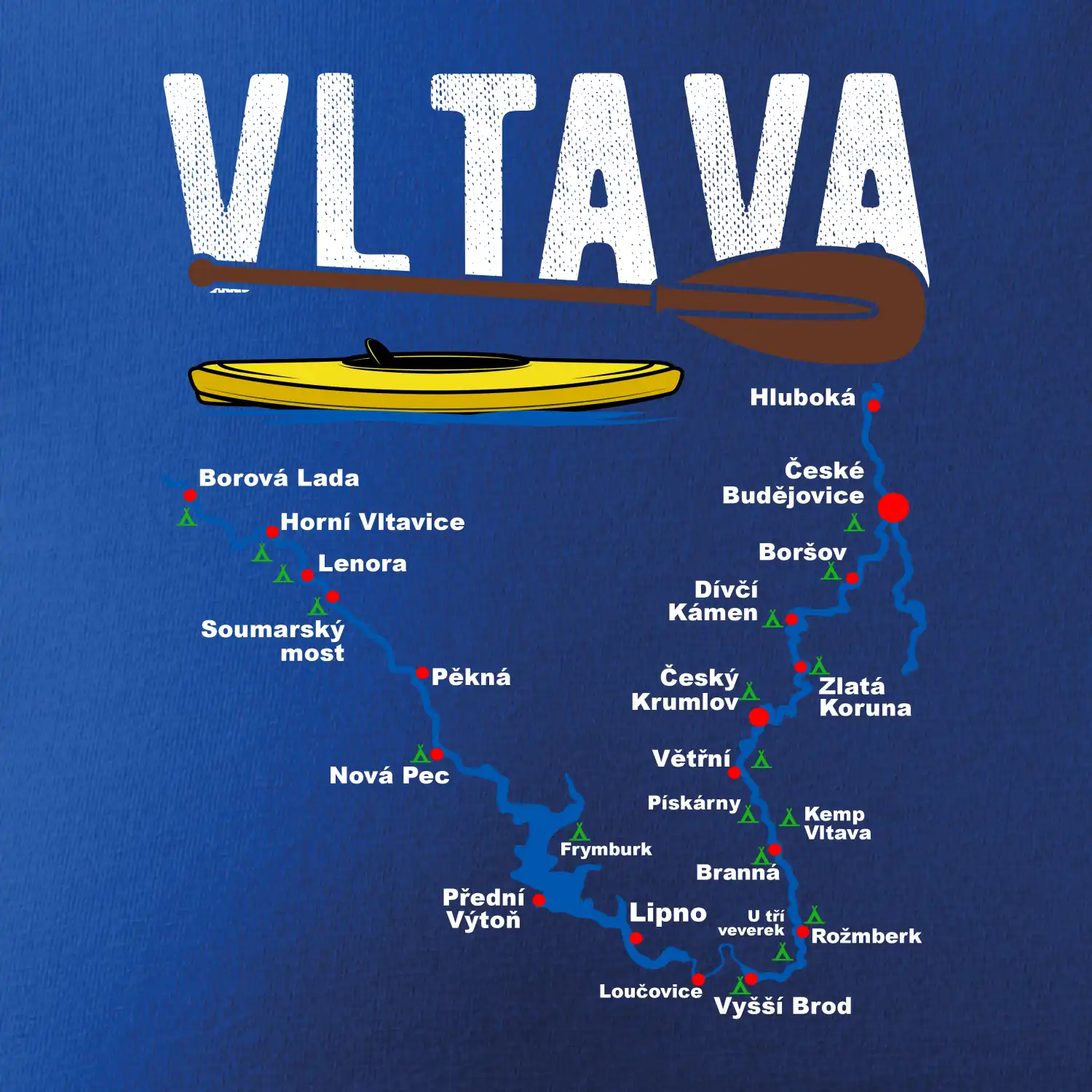Mapa řeky Vltavy
