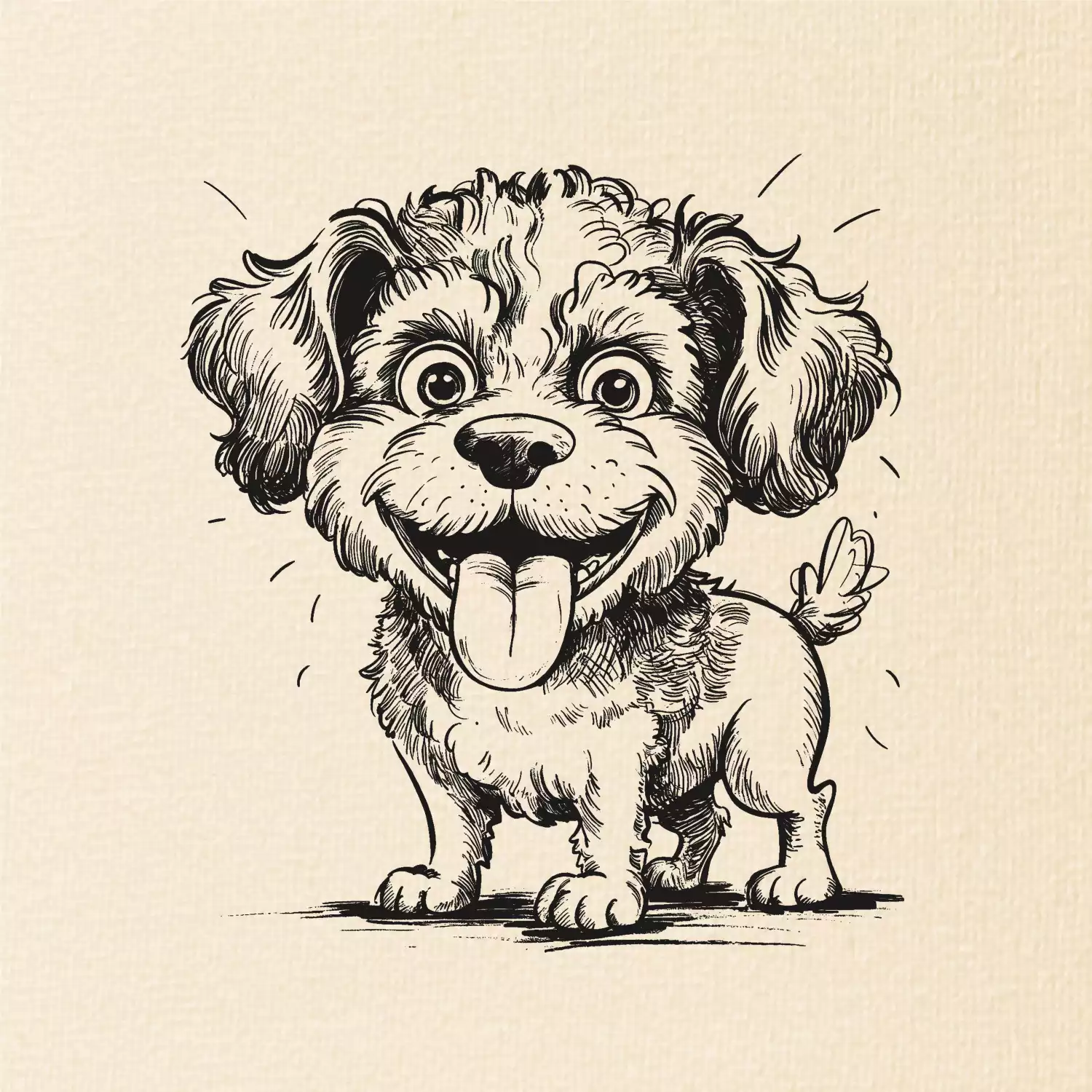 Lagotto romagnolo karikatura vypláznutý jazyk