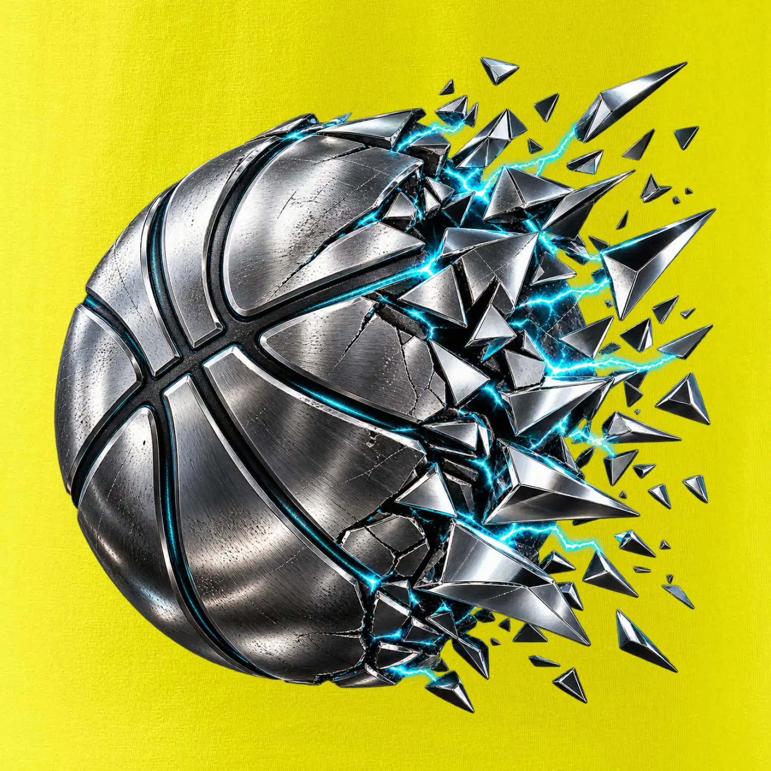 Kovový basketbalový míč s elektrickými střepy