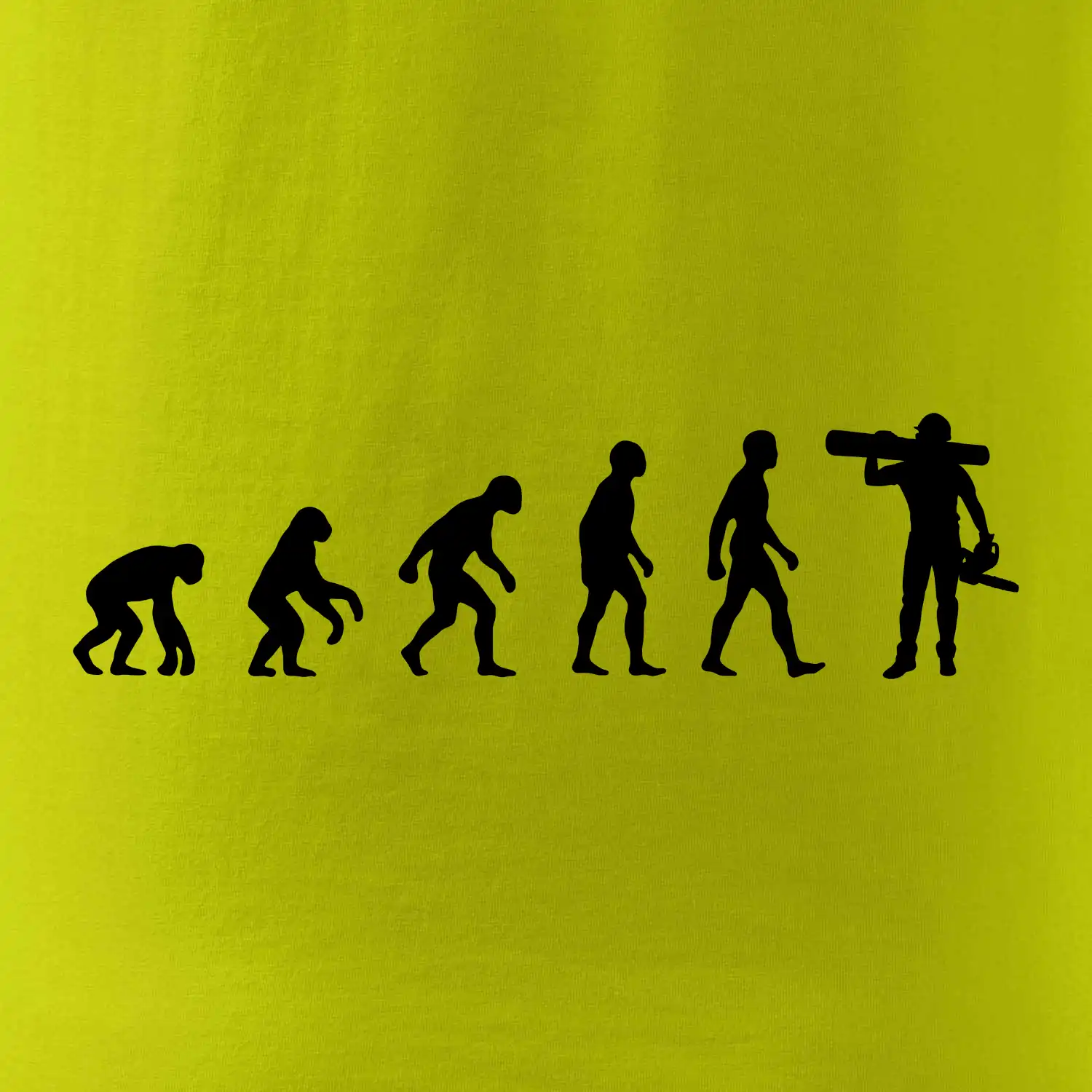 Evoluce dřevorubec - pila a kmen