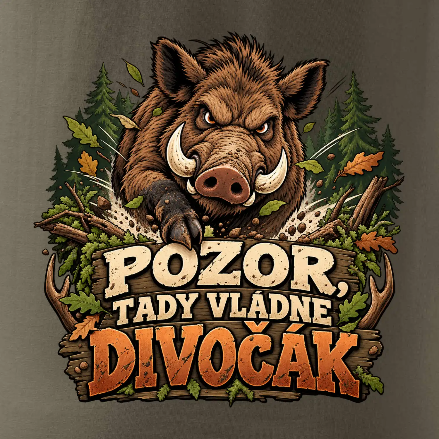 Pozor tady vládne divočák v lese