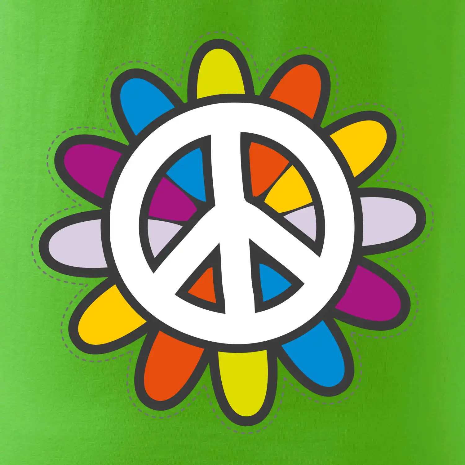 Peace symbol s kreslenou květinou