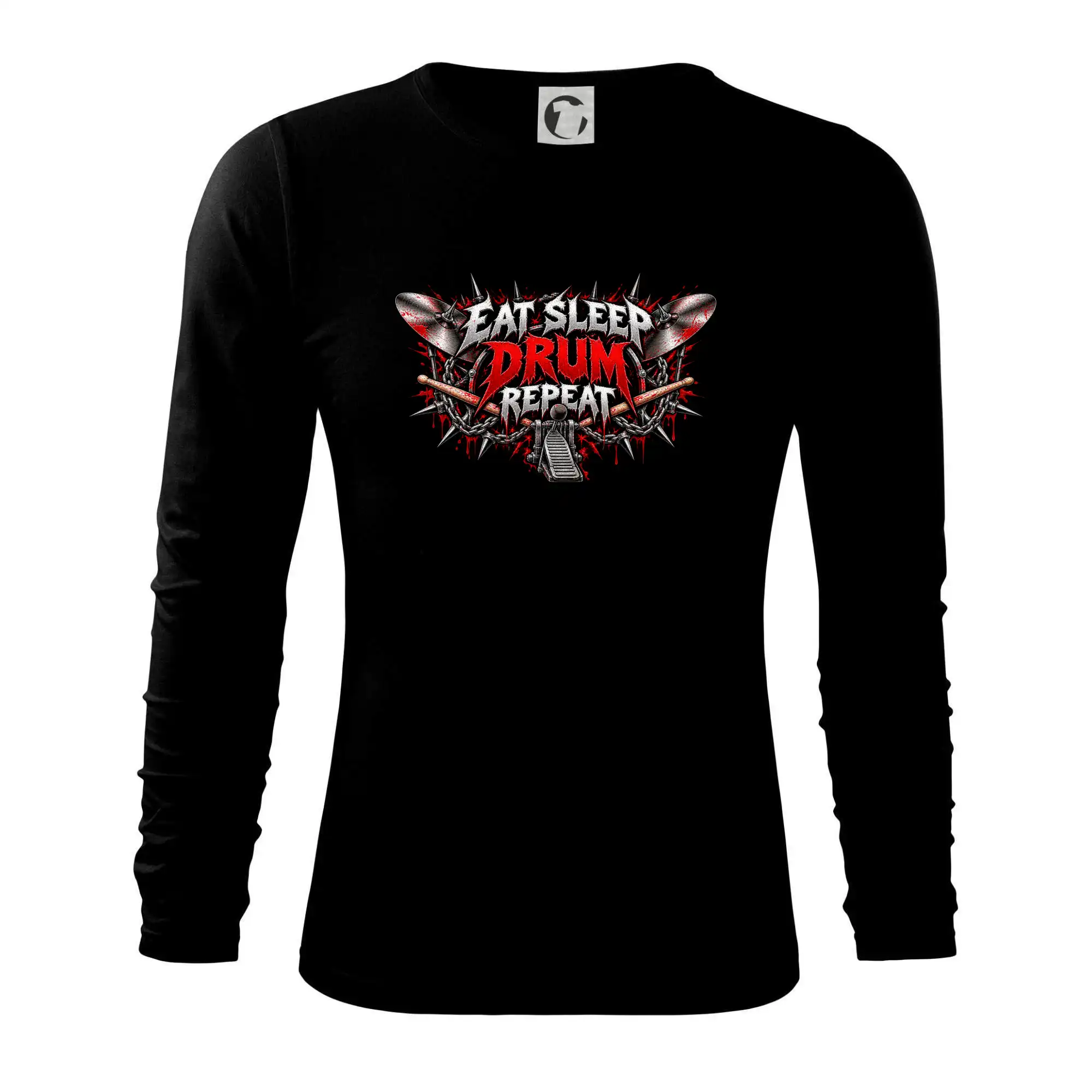Eat sleep drum repeat metalový potisk bubeníka