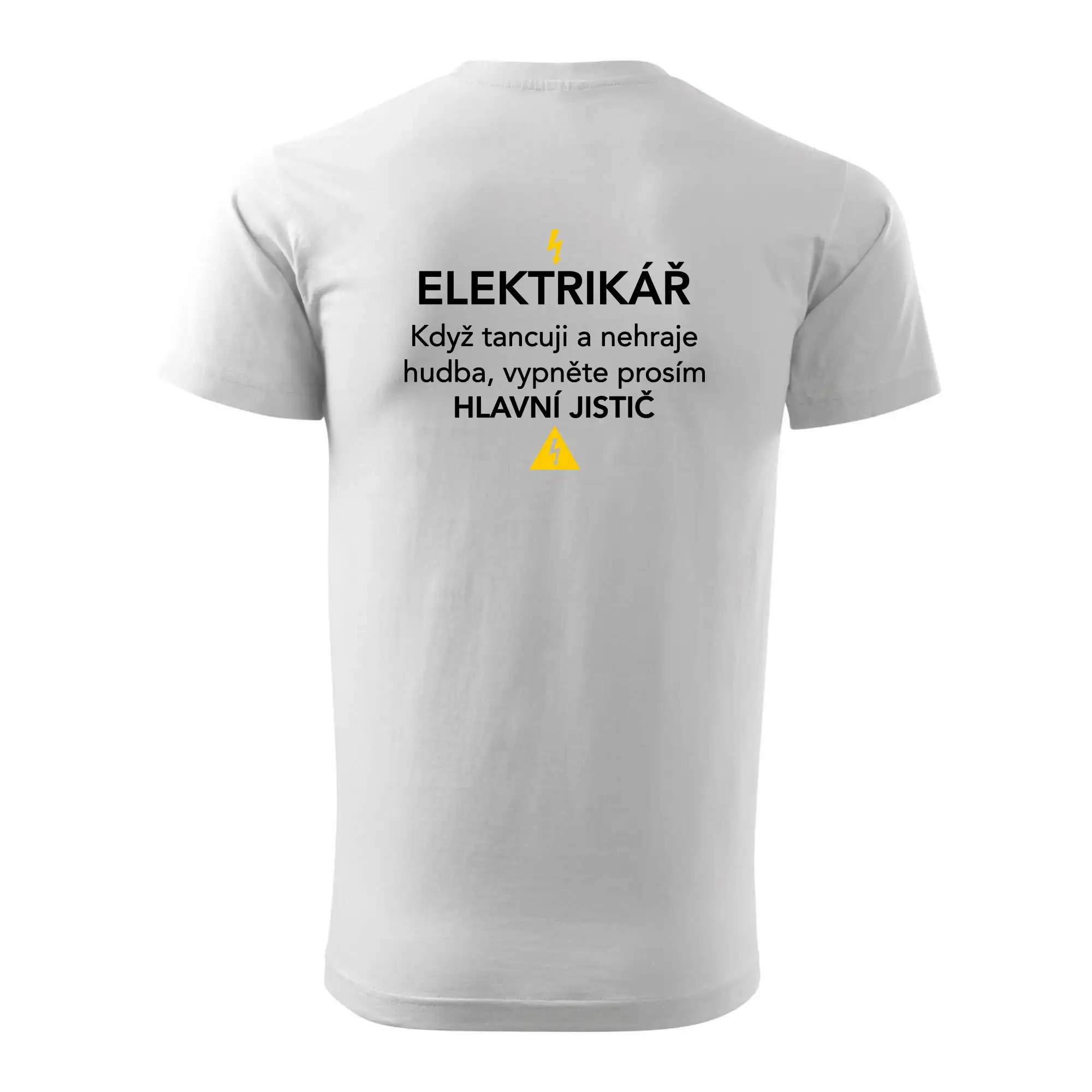 Elektrikář - hlavní jistič - Nápis na zádech