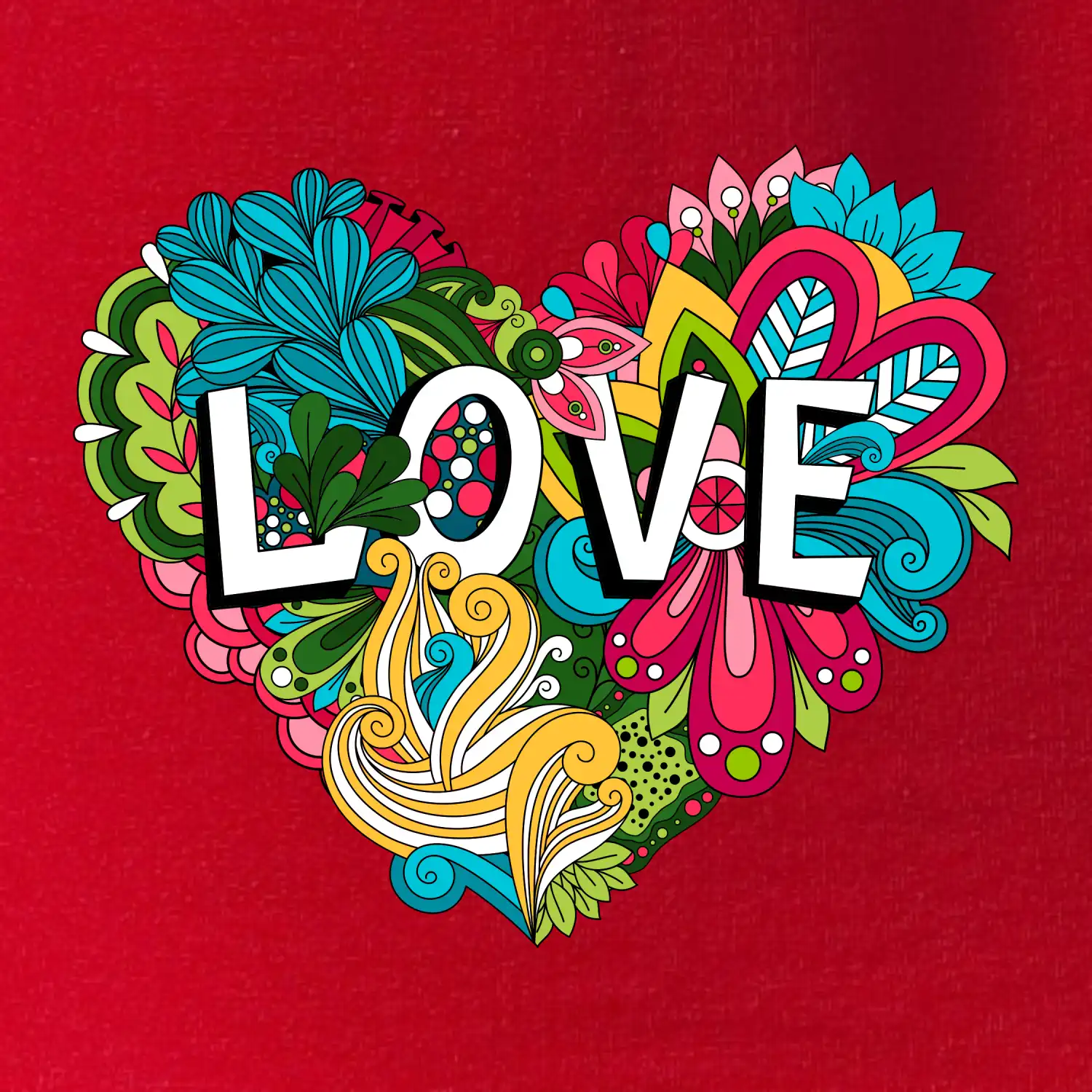 Love nápis květovaný