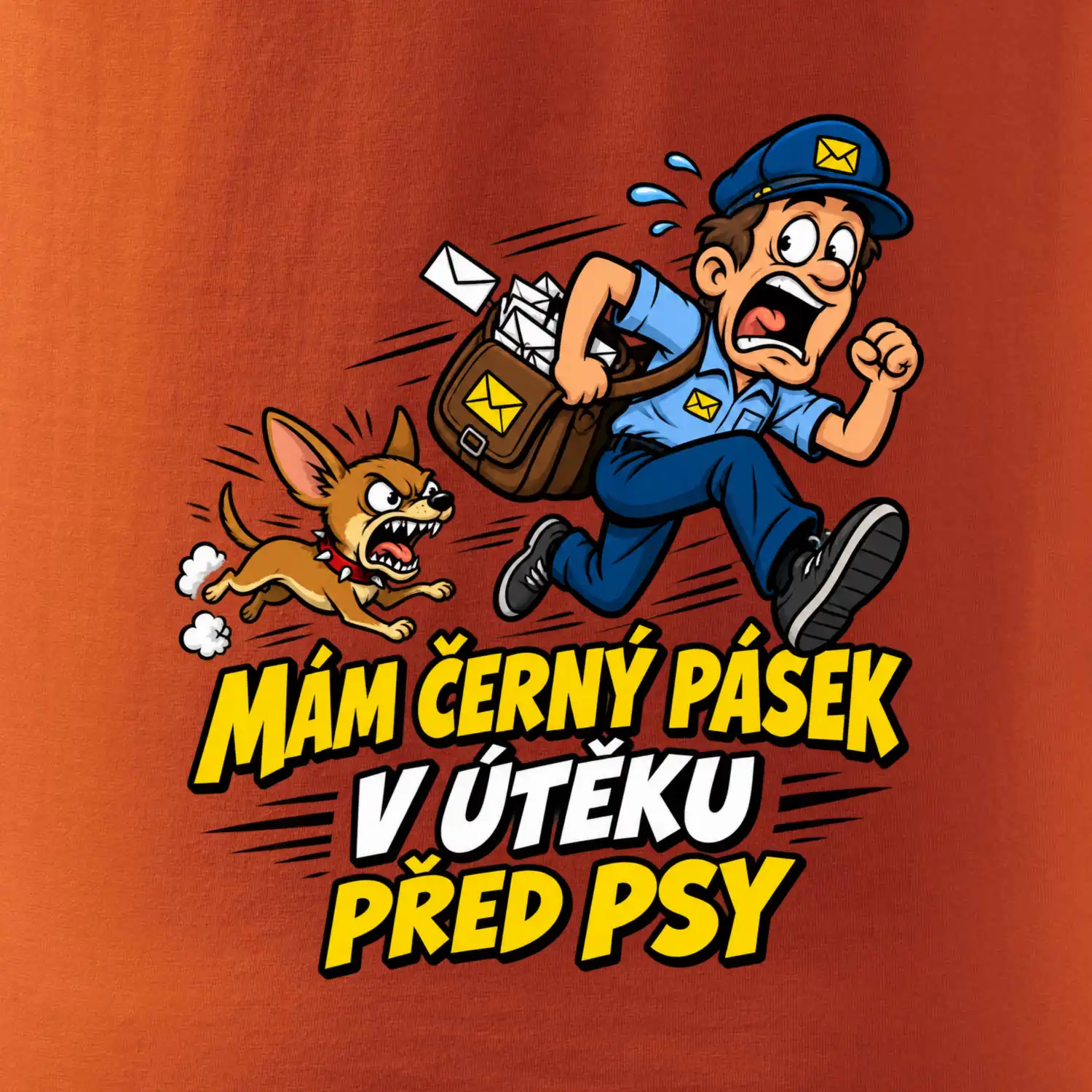 Černý pásek v útěku před psy