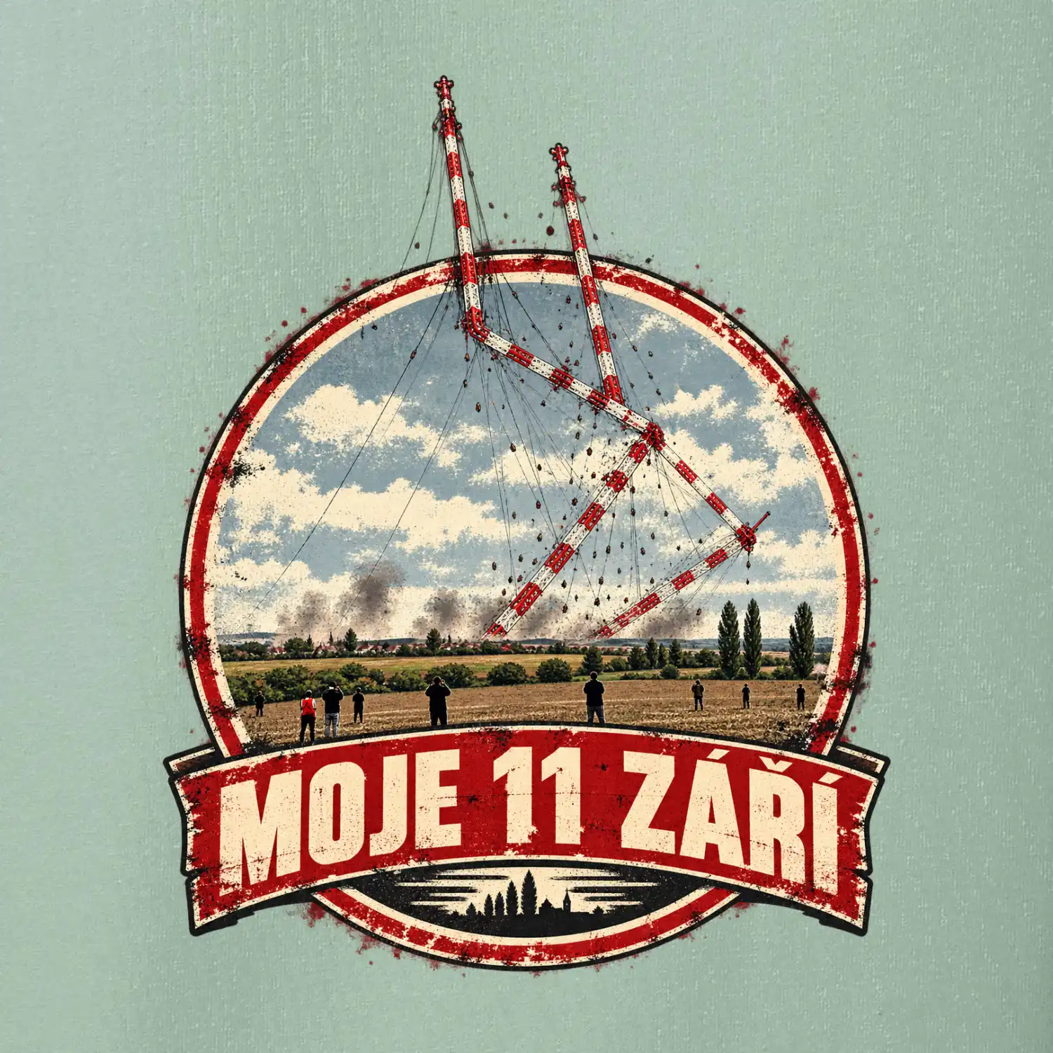 Liblice B bortící se věže moje 11 září retro odznak