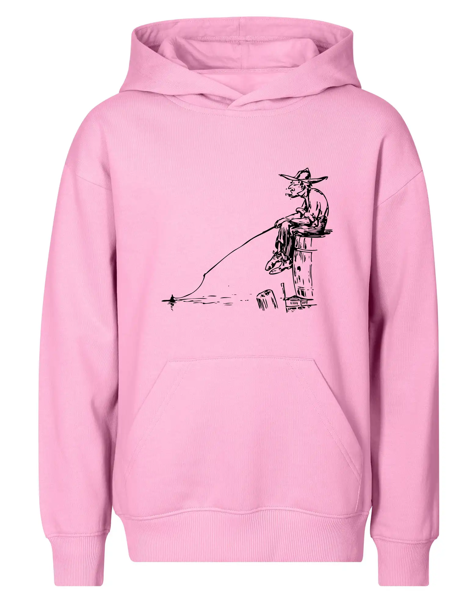 Kreslený rybář na pařezu