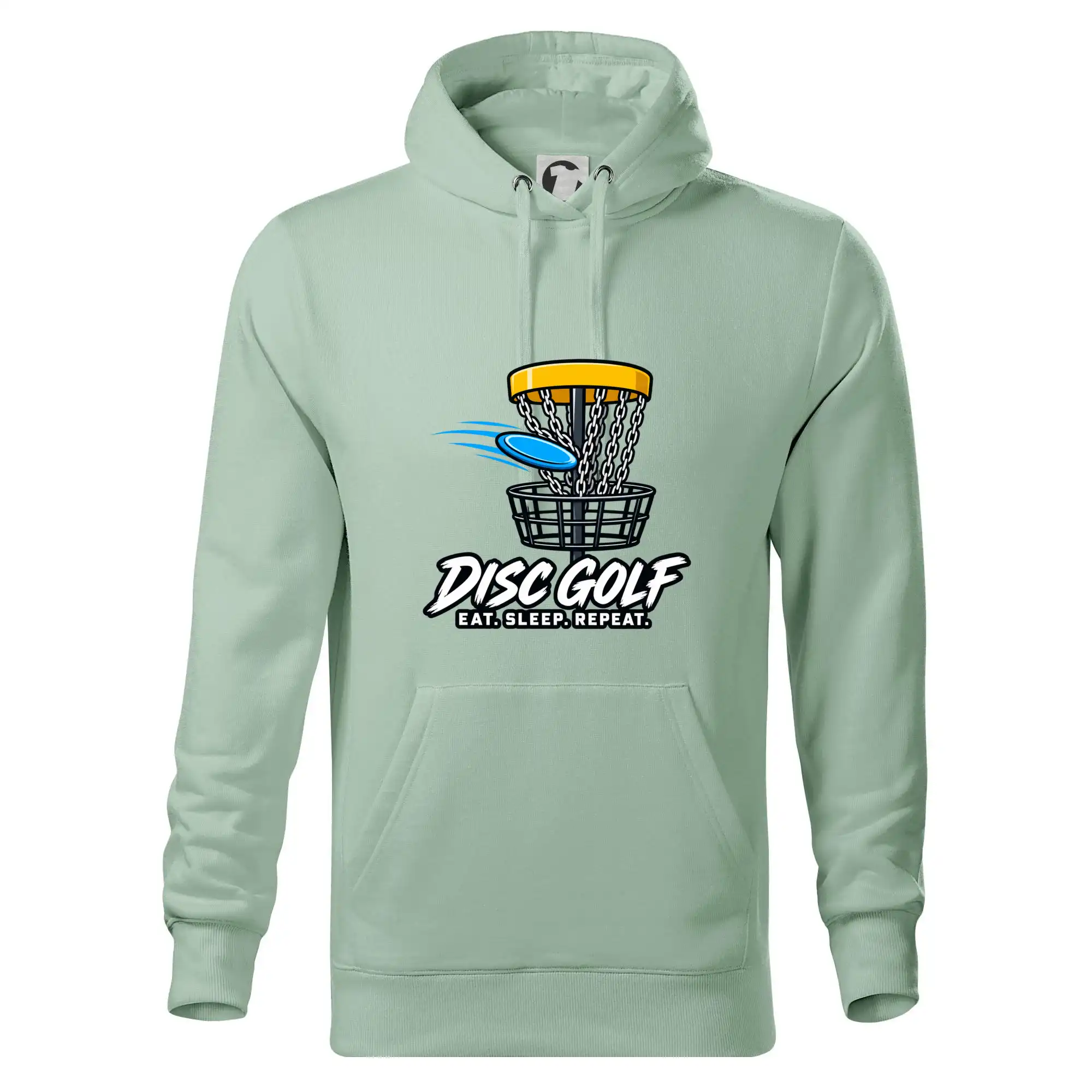 Discgolfový koš s letícím diskem eat sleep repeat