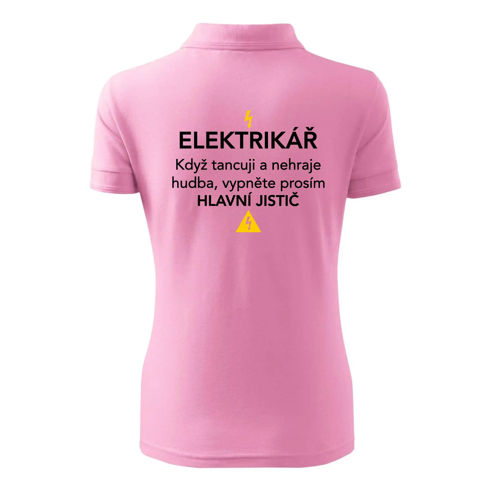 Elektrikář - hlavní jistič - Nápis na zádech