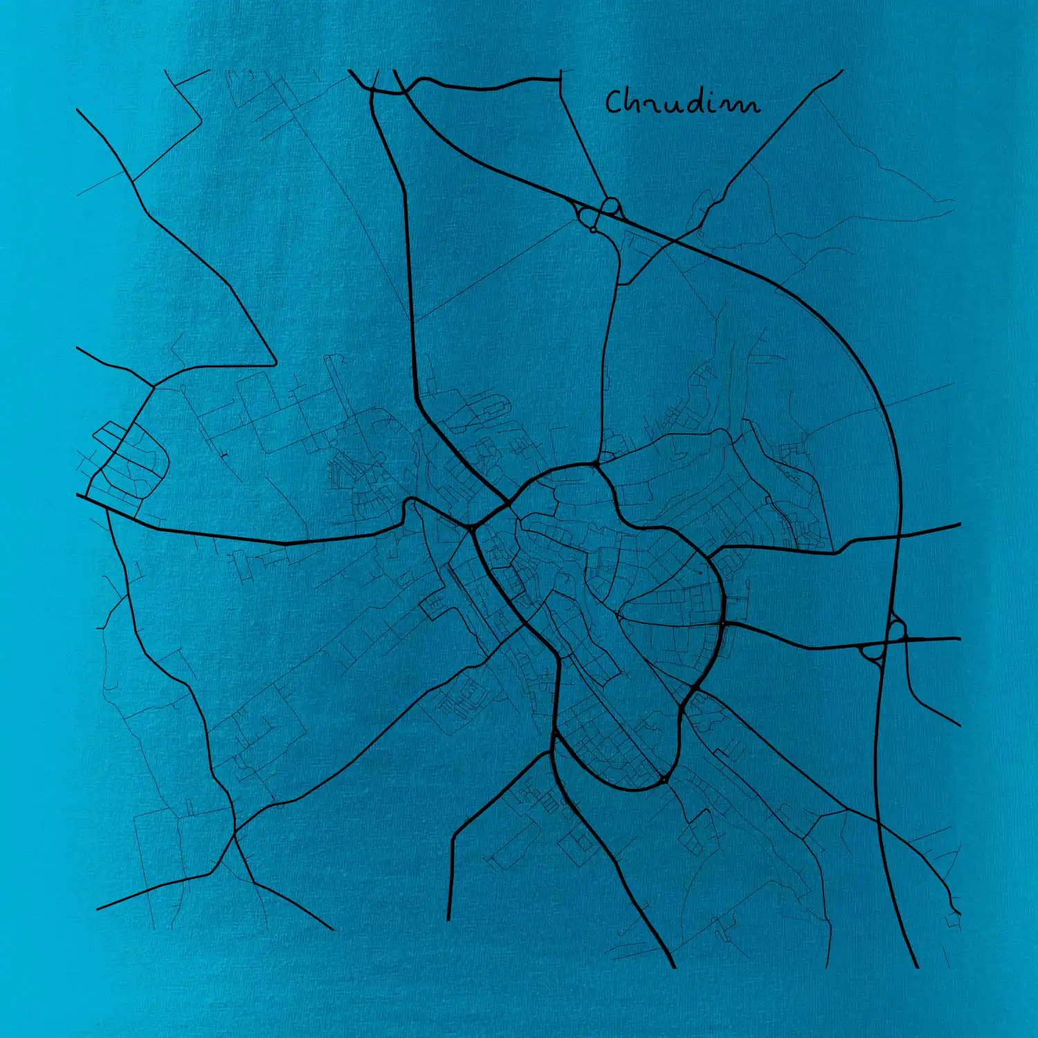 Černobílá mapa Chrudim