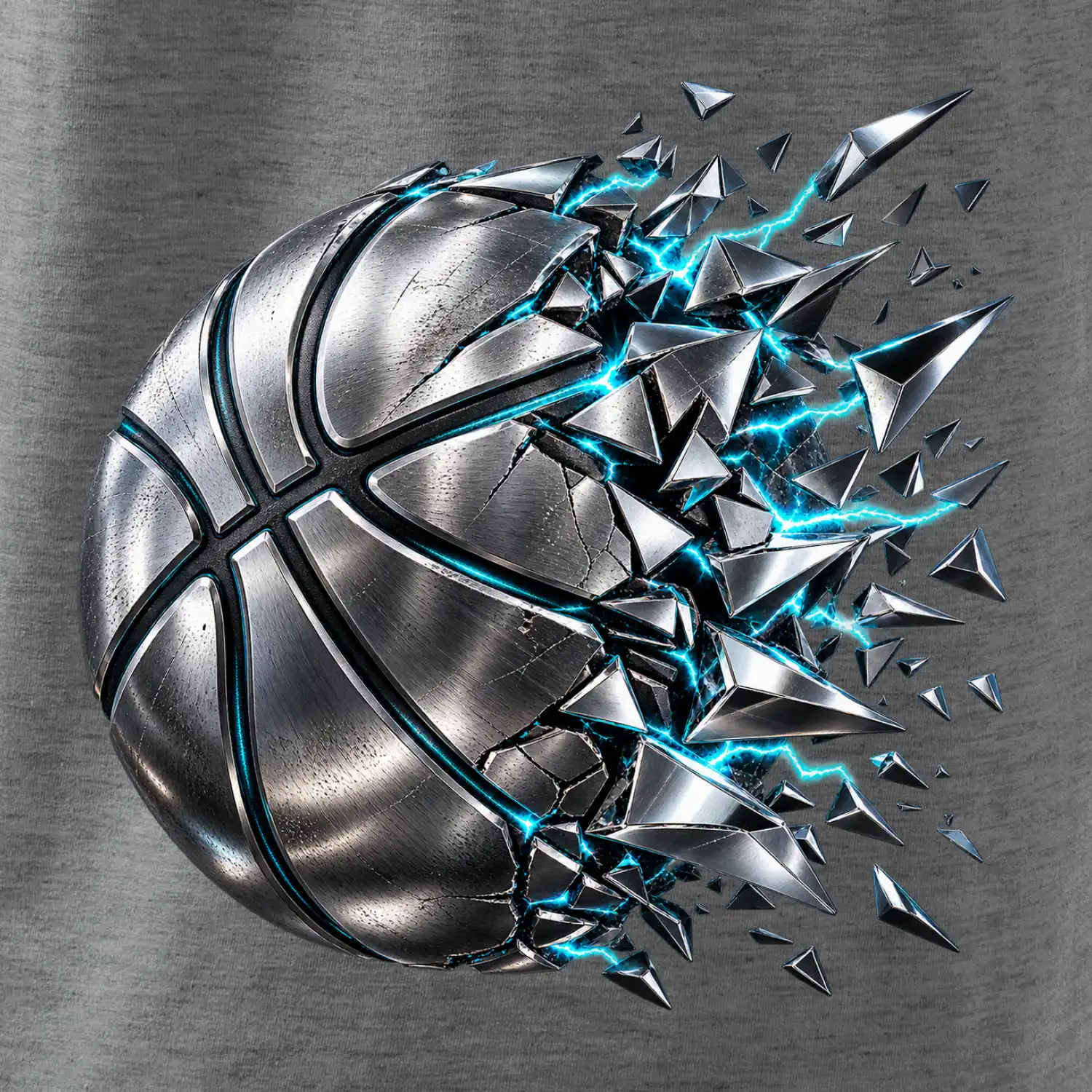 Kovový basketbalový míč s elektrickými střepy