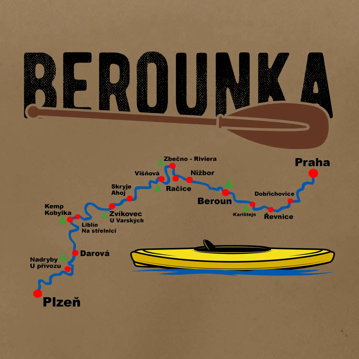 Mapa řeky Berounky